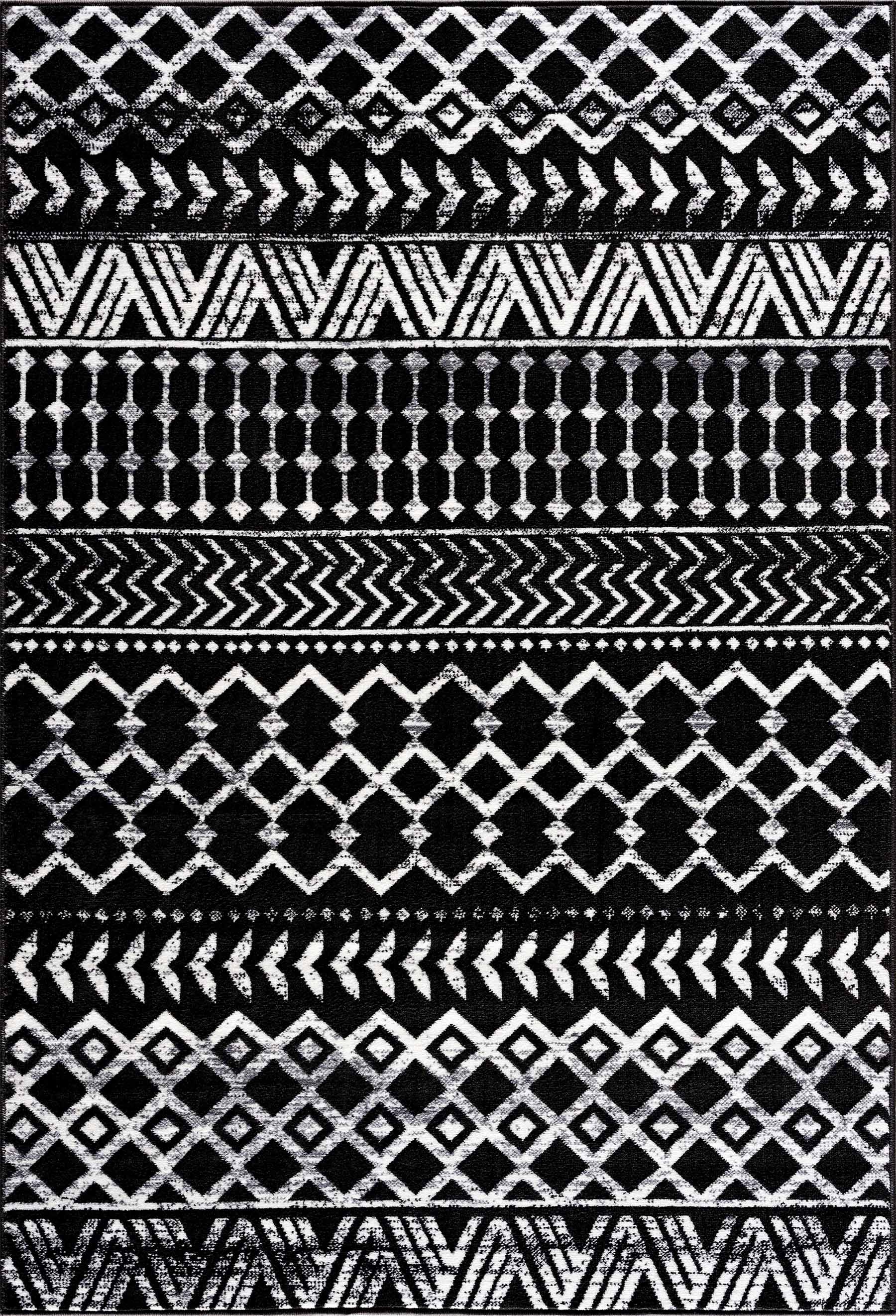 Crystal Boho Area Rugs Black