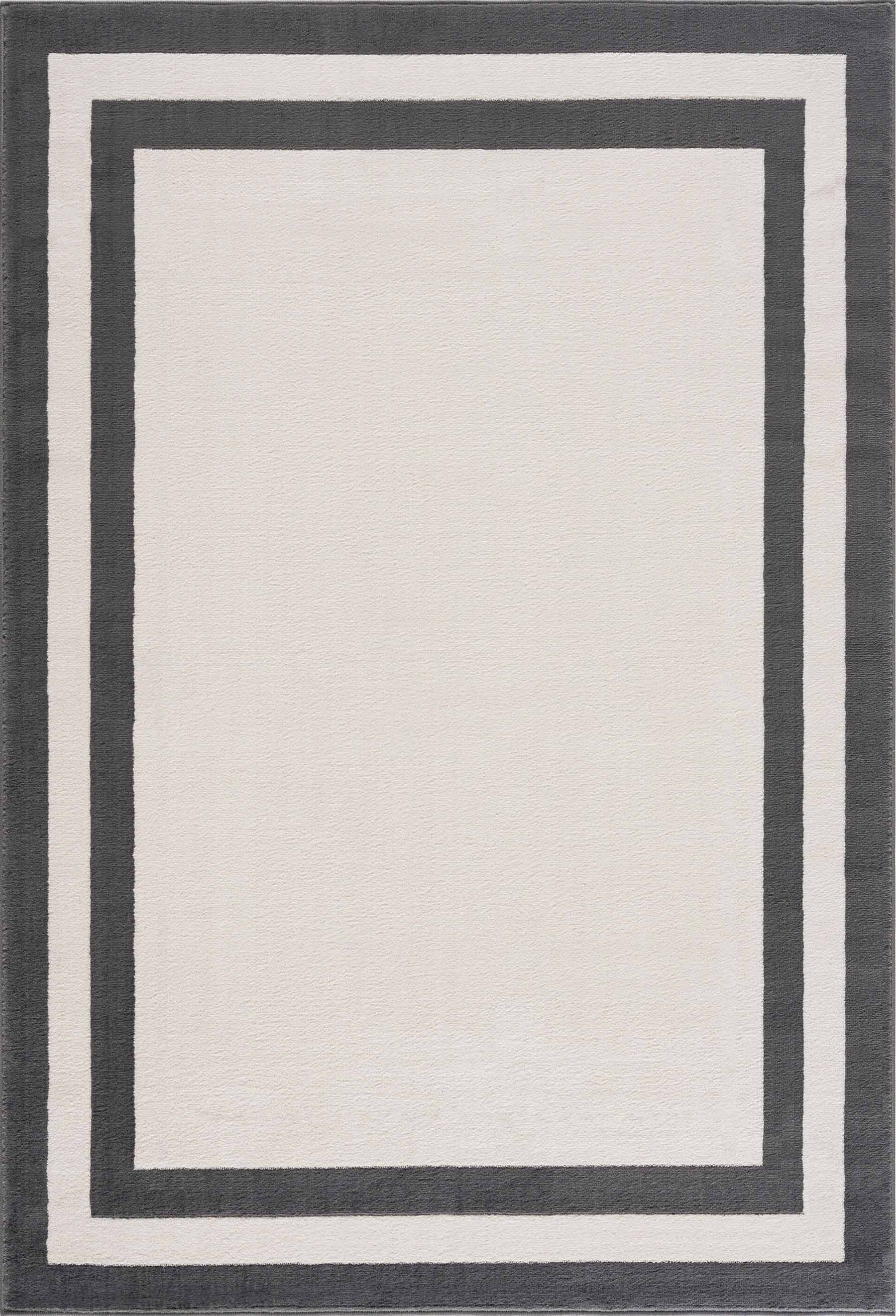 Crystal Bordered Area Rugs Cream