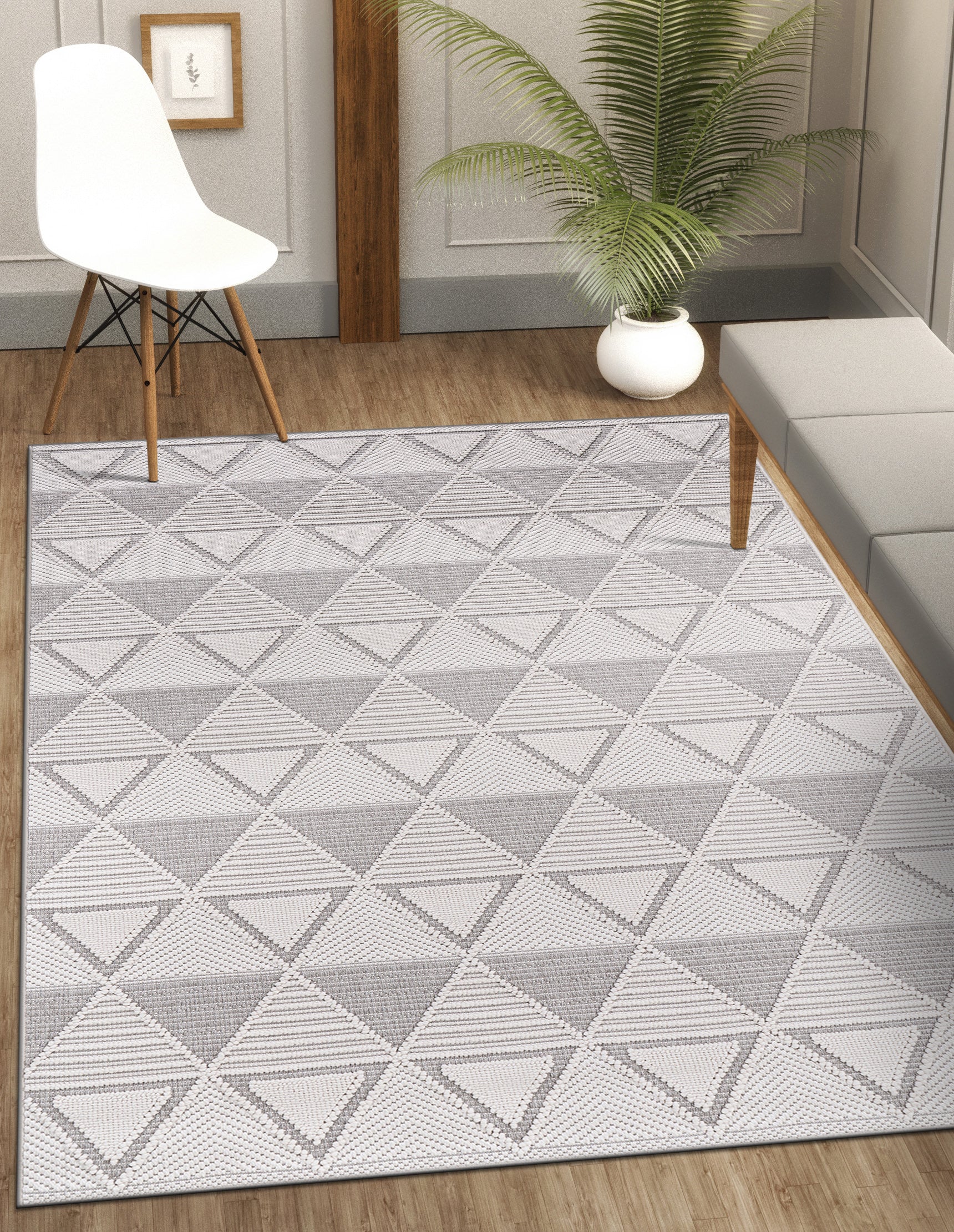 Micro Loop Area Rugs GY7 - White / Gray