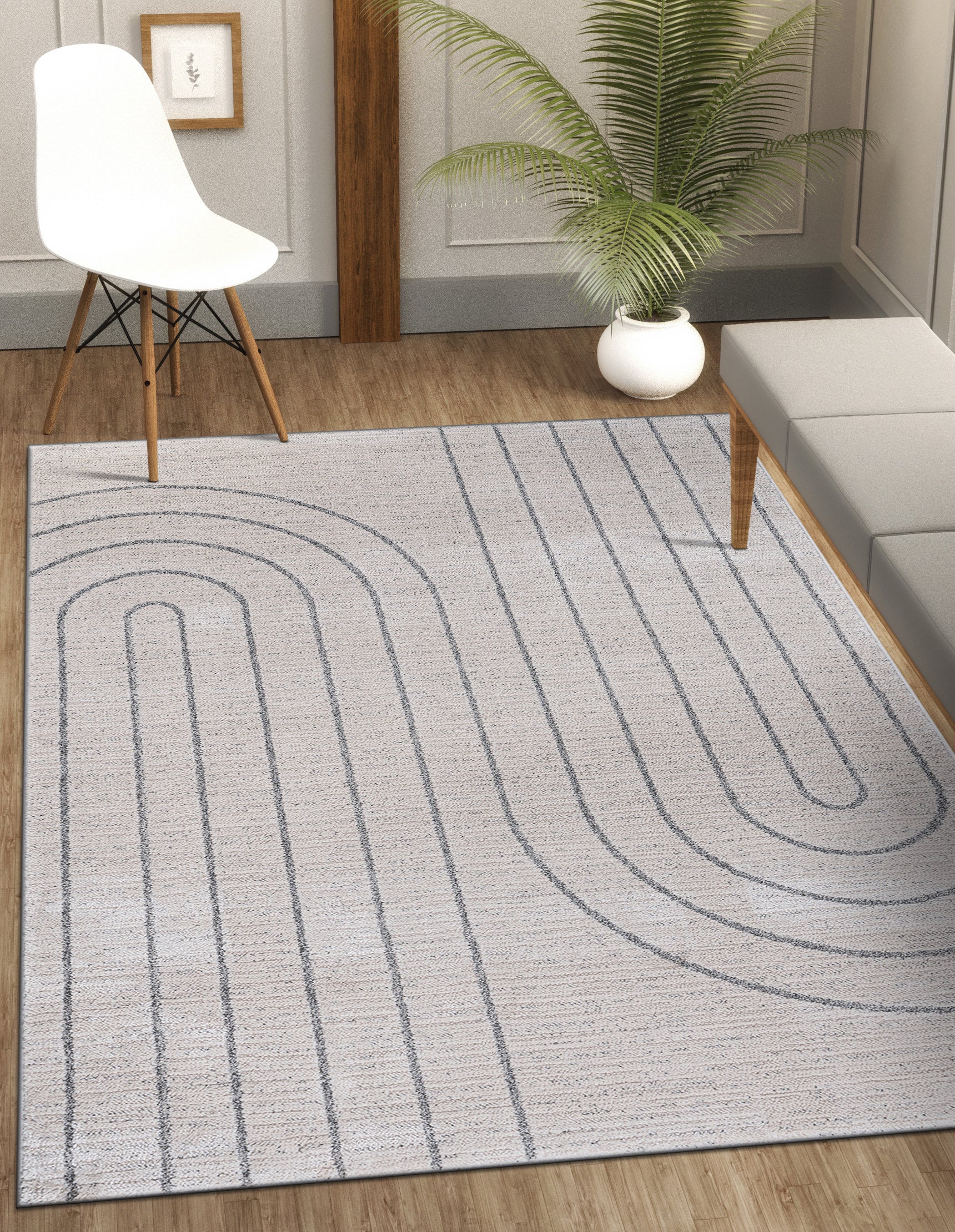 Baby Shag Area Rugs MAT8 - Beige / Gray