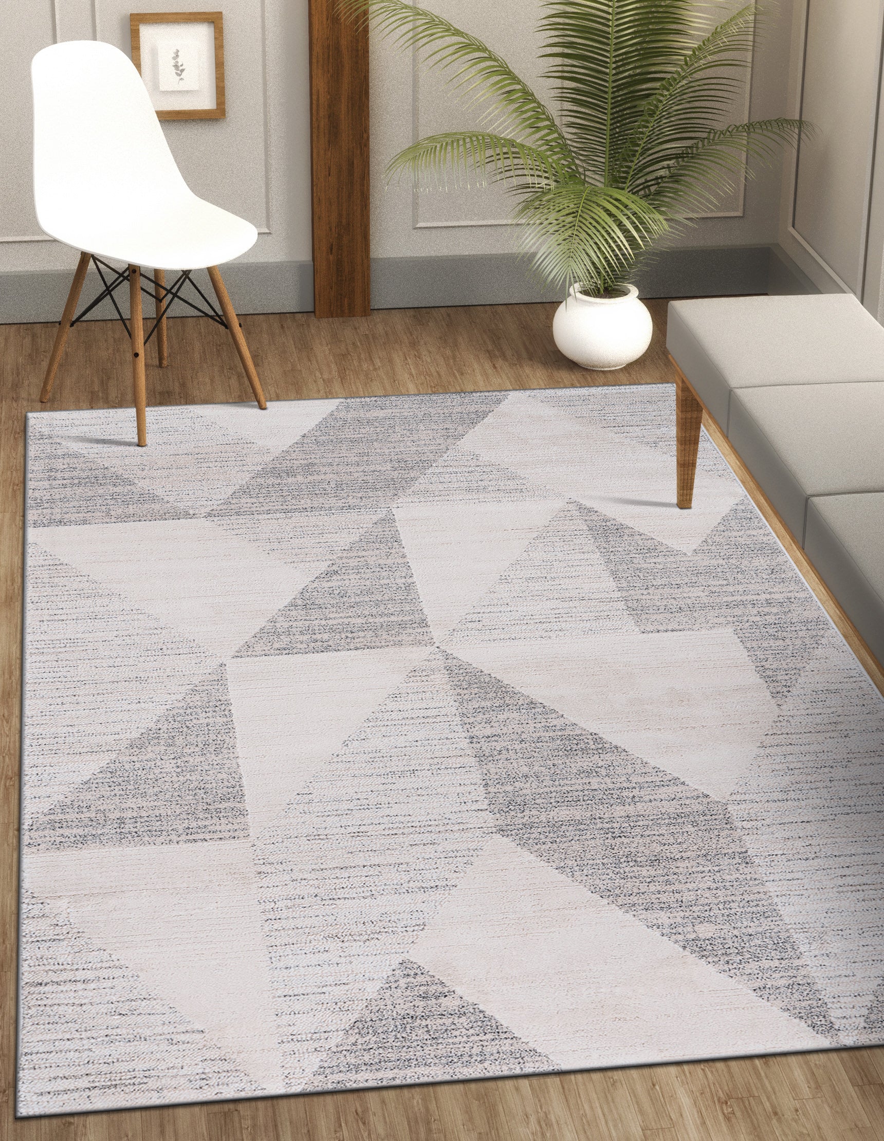 Baby Shag Area Rugs MAT6 - Beige / Gray