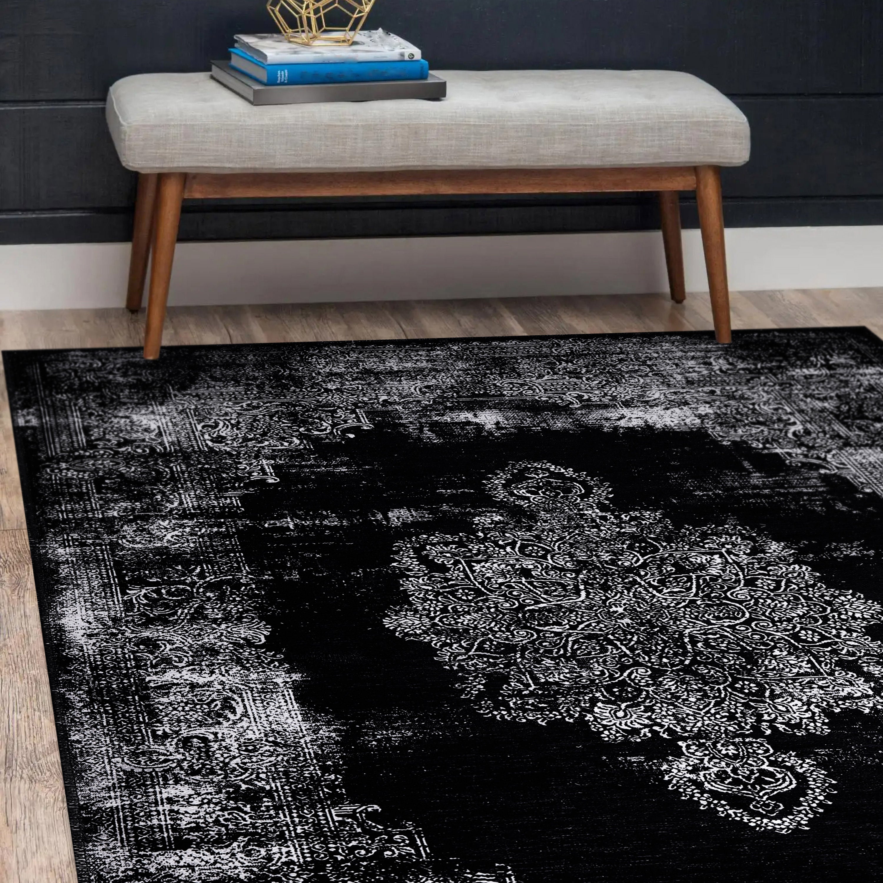 Distressed Area Rugs 2005-Black