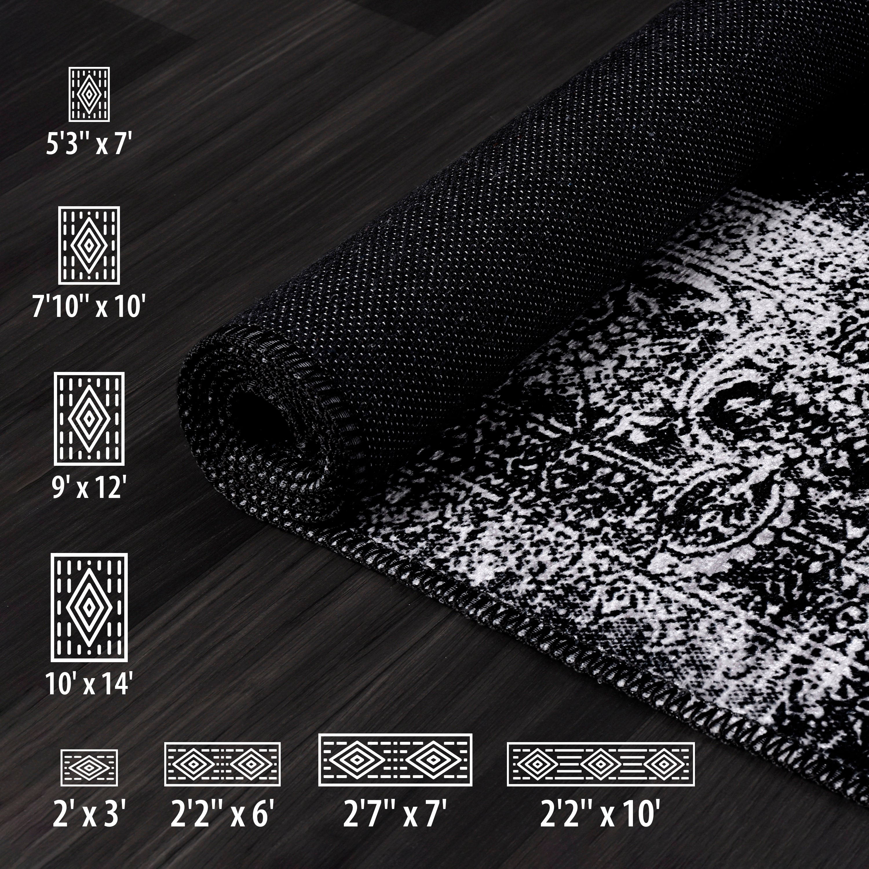 Distressed Area Rugs 2005-Black