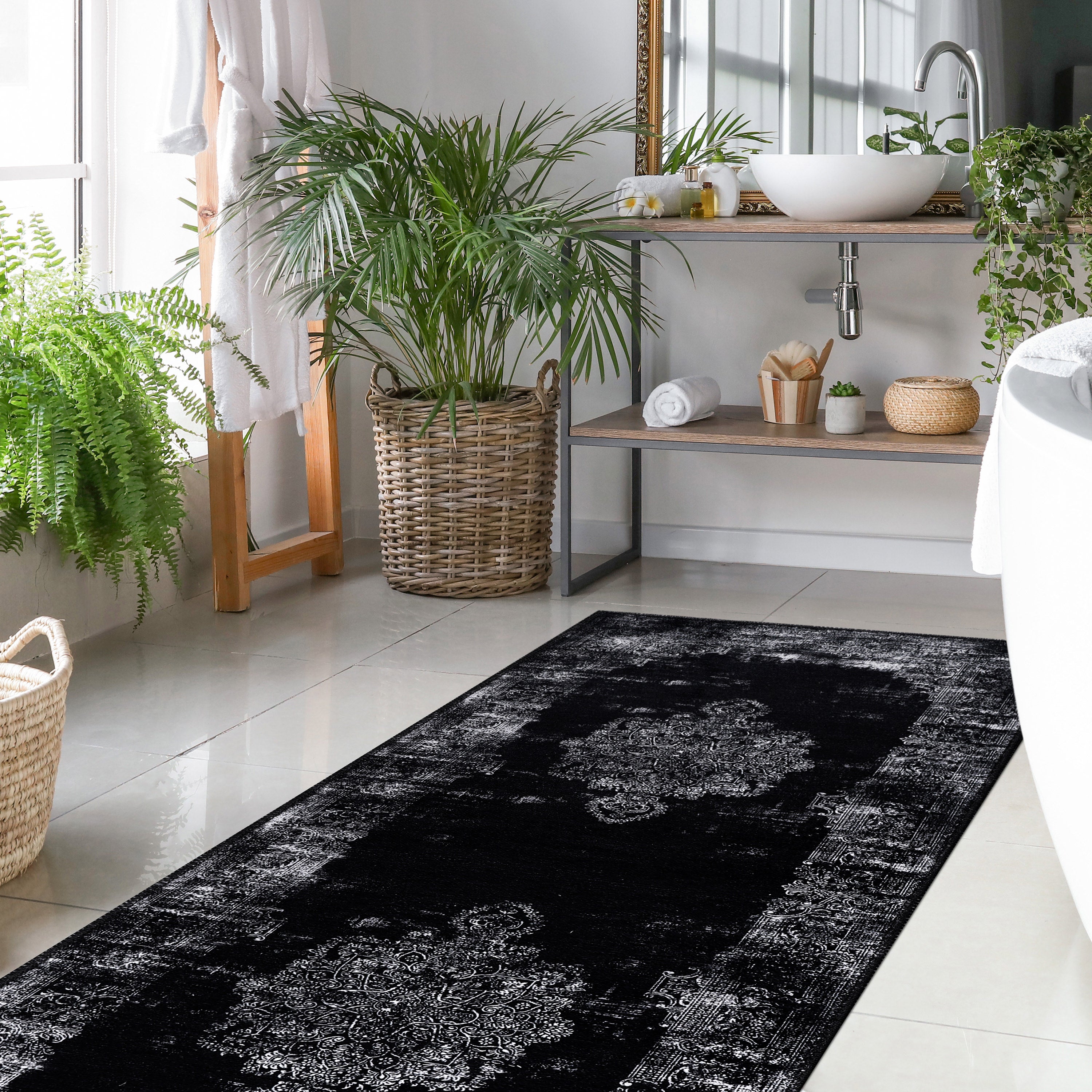 Distressed Area Rugs 2005-Black