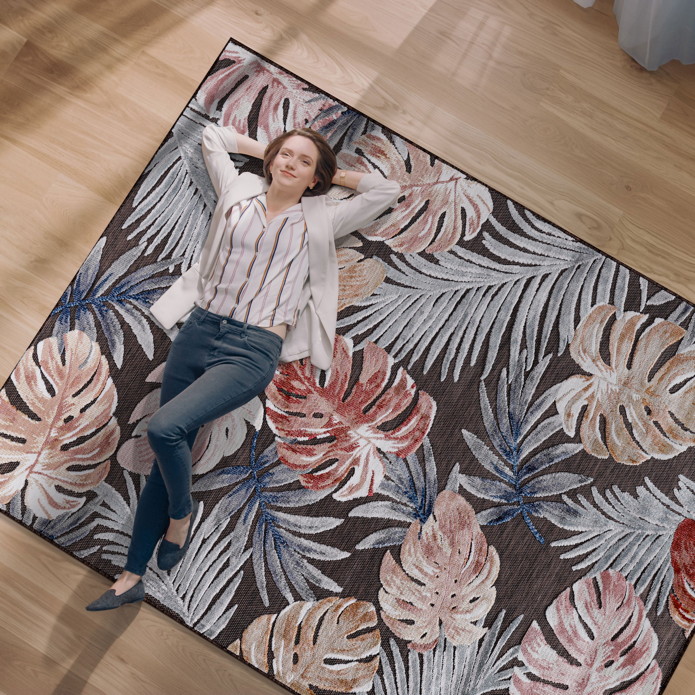 Leaf Outdoor Rug Brown