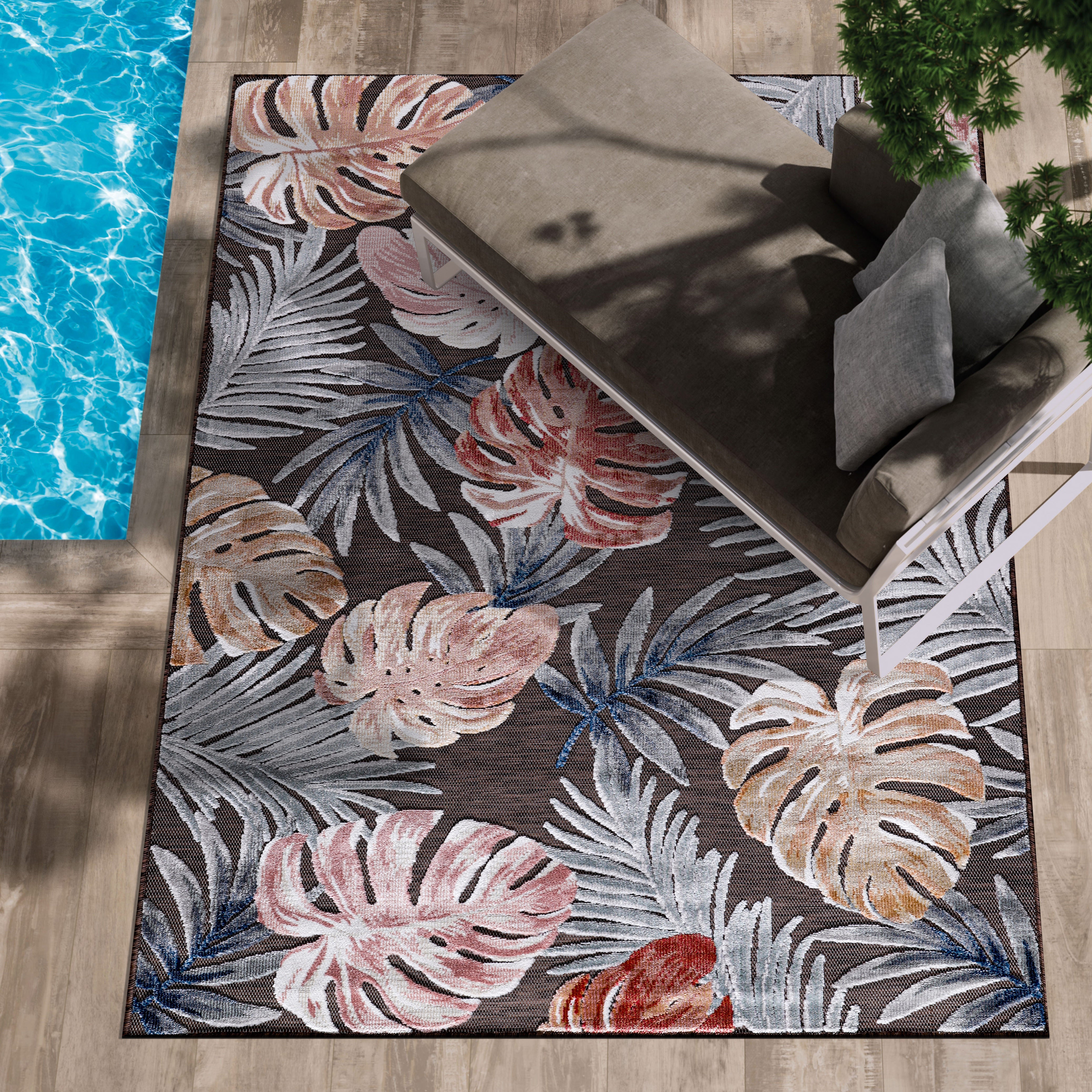 Leaf Outdoor Rug Brown