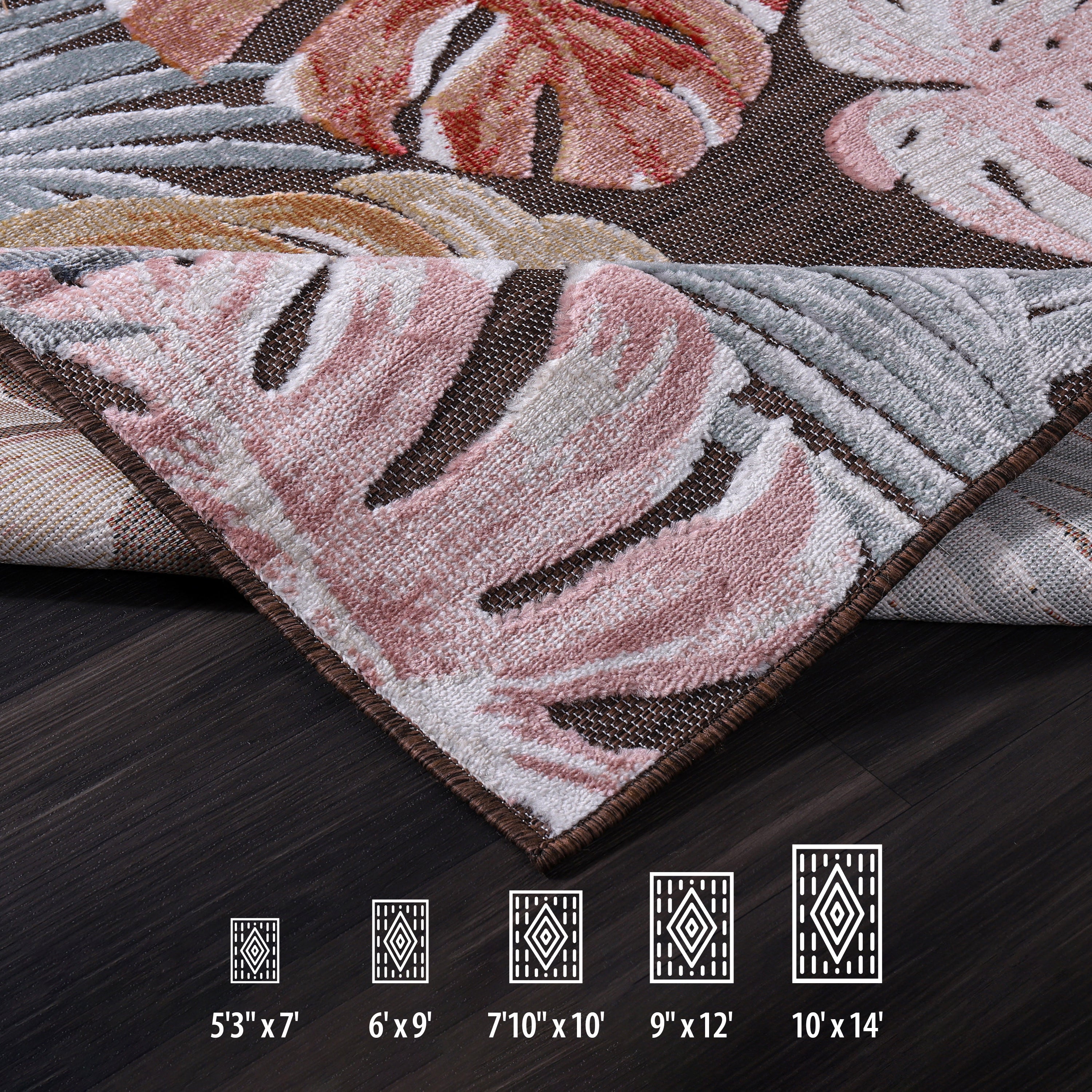 Leaf Outdoor Rug Brown