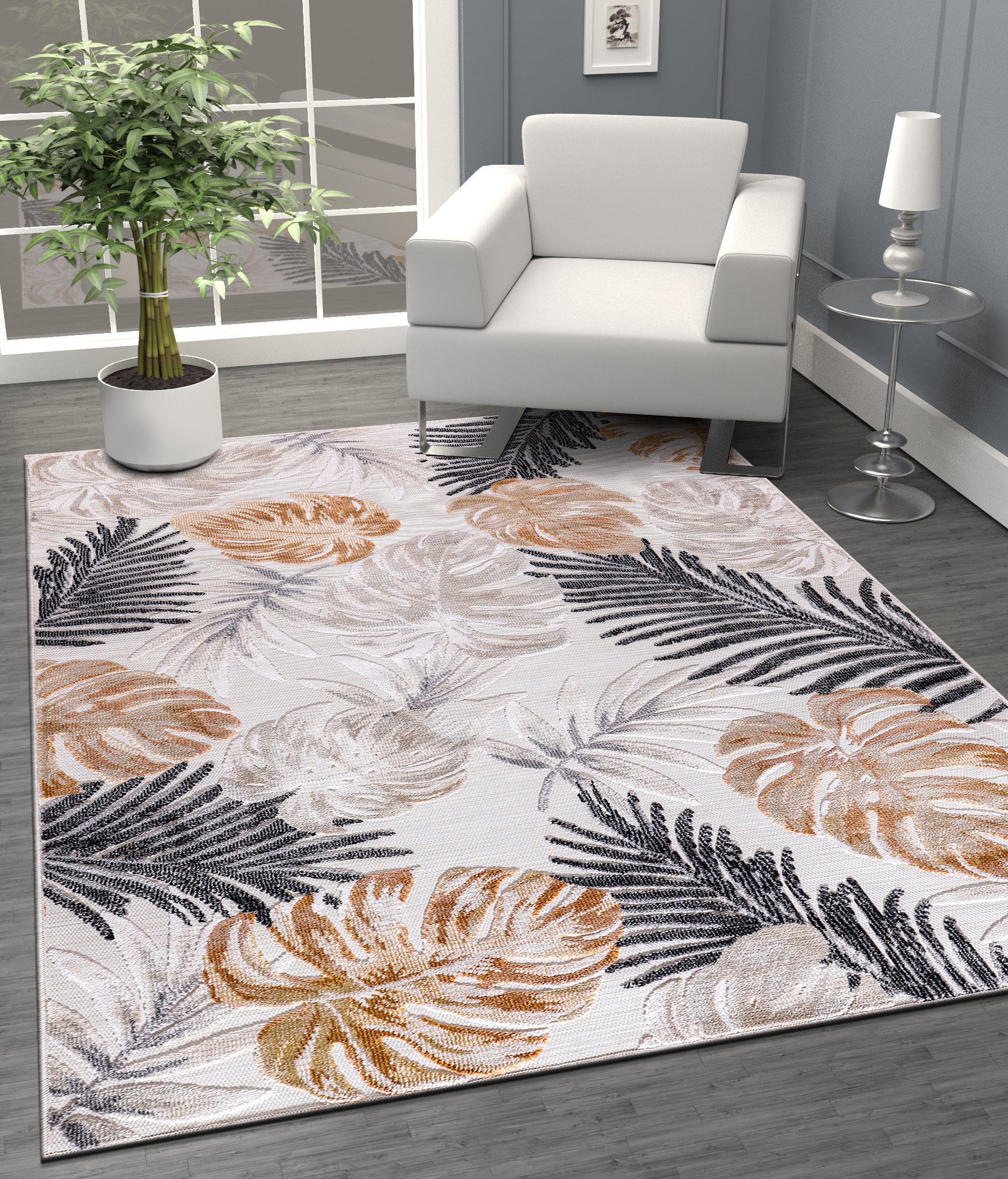 Leaf Outdoor Rug Yellow