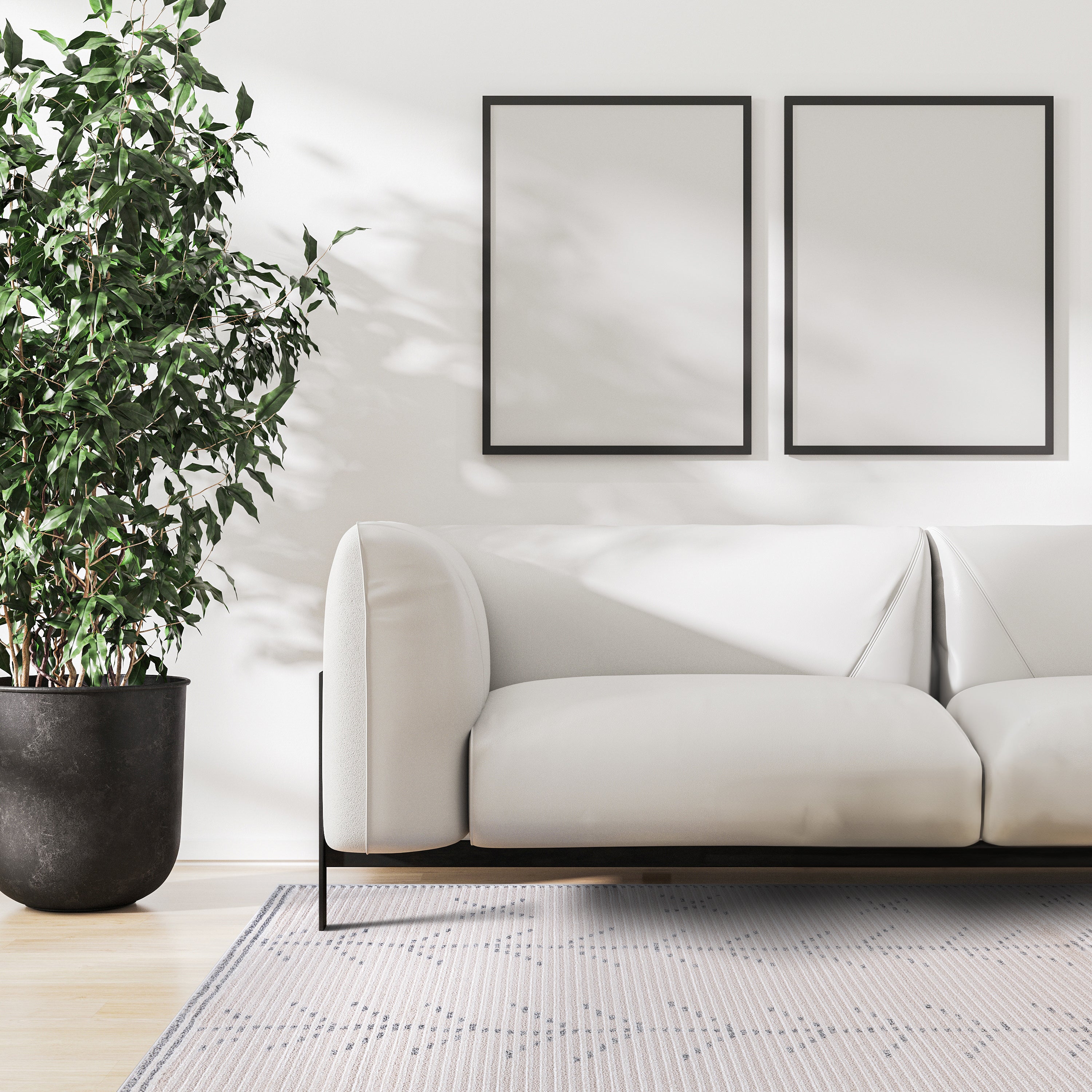 Baby Shag Area Rugs MAT3 - Beige / Gray