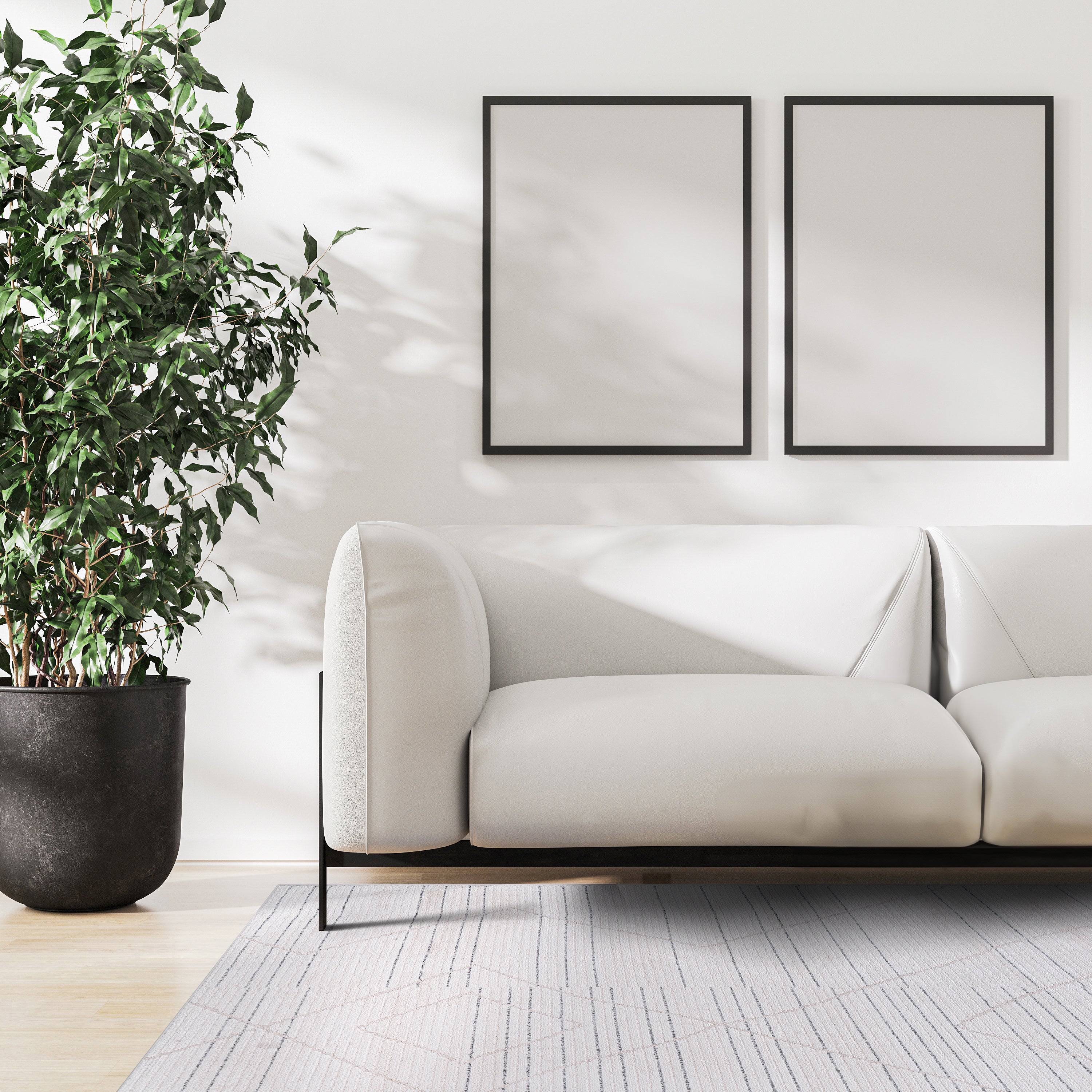 Baby Shag Area Rugs MAT4 - Beige / Gray