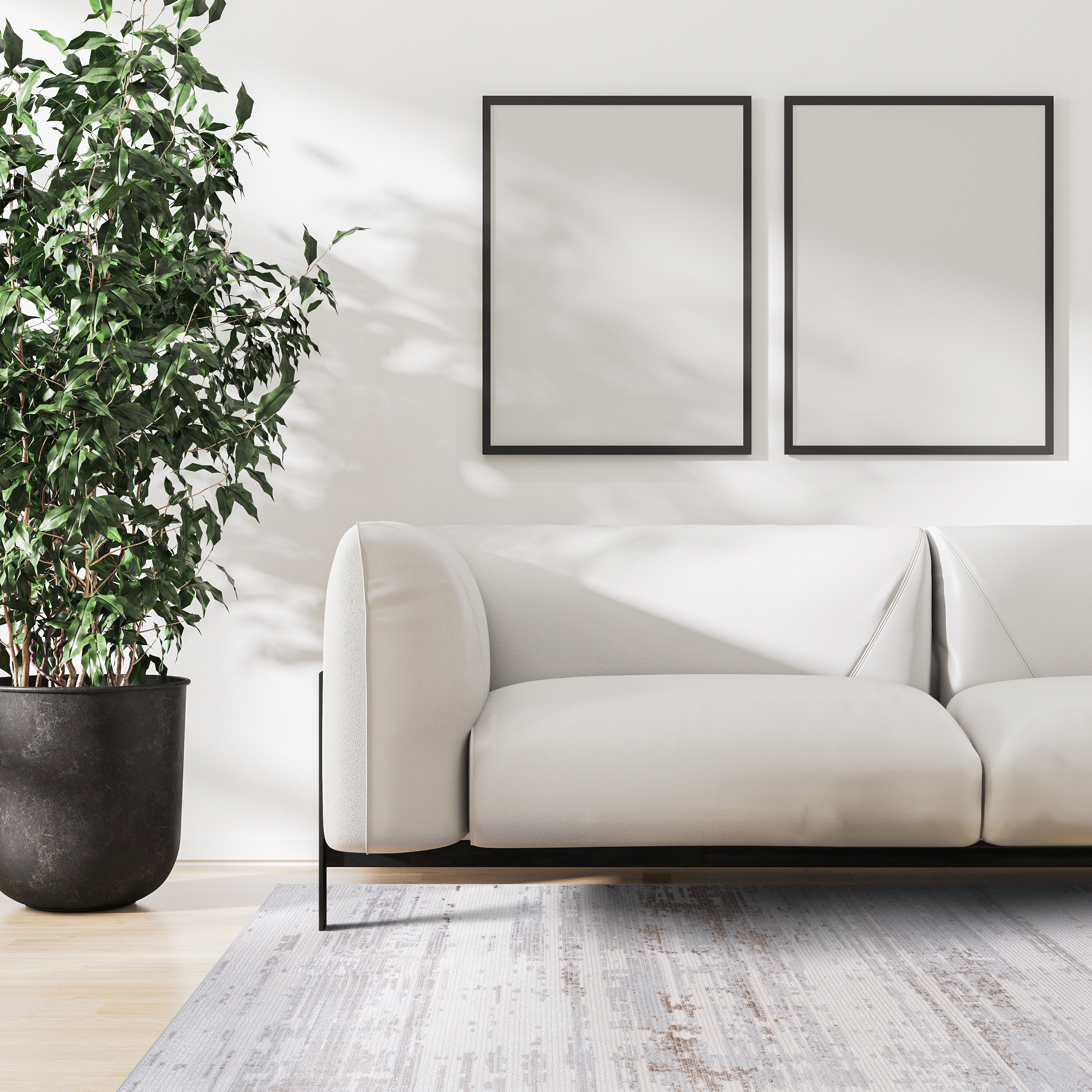 Modern Abstract Area Rug PAS1 - Beige / Gray