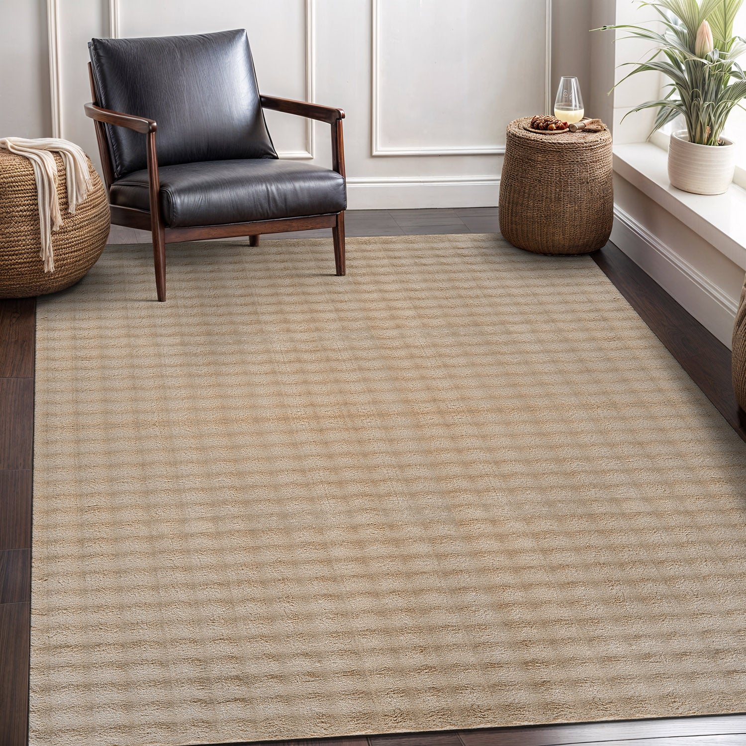 Puff Ultra Soft Plush Area Rugs Beige
