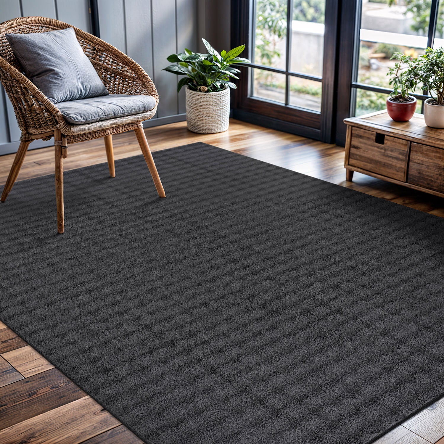 Puff Ultra Soft Plush Area Rugs Dark Gray
