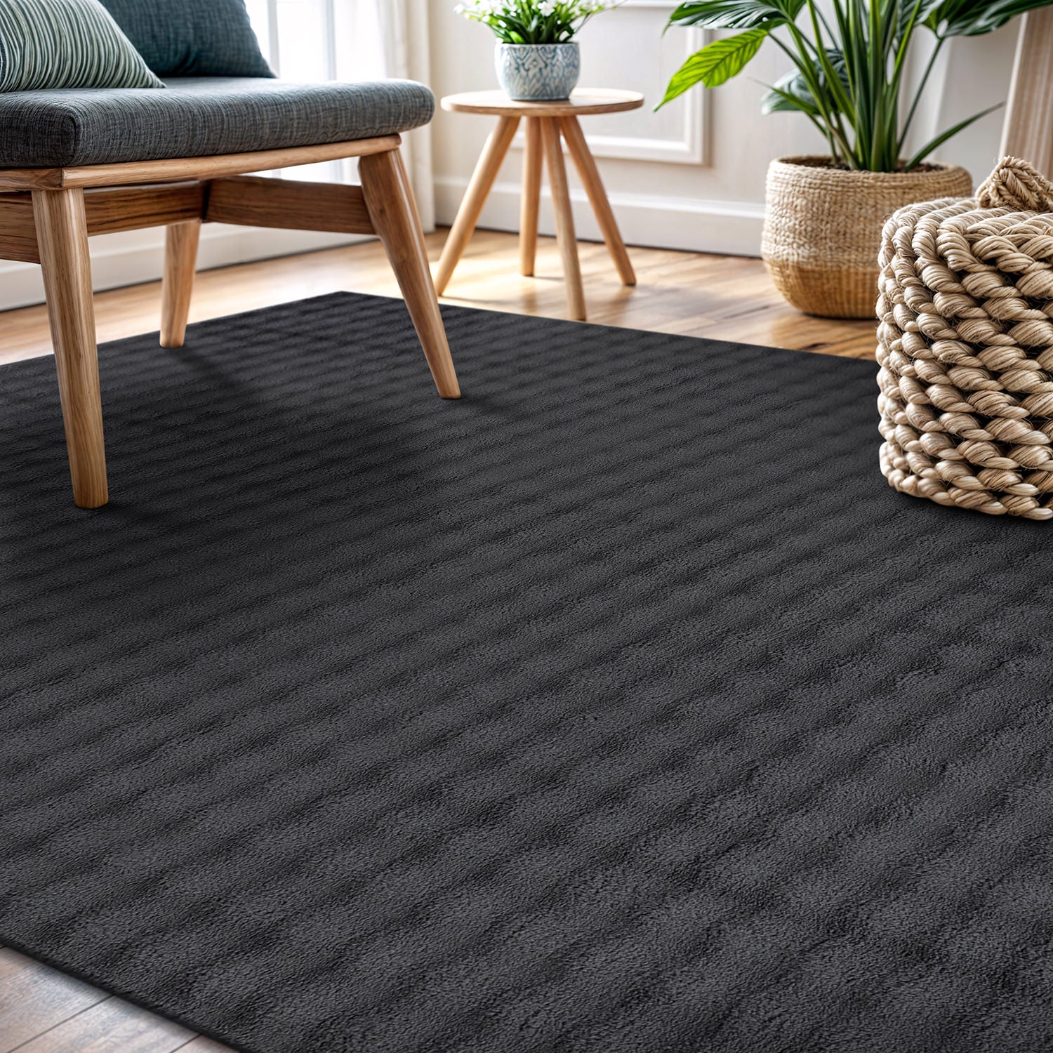 Puff Ultra Soft Plush Area Rugs Dark Gray