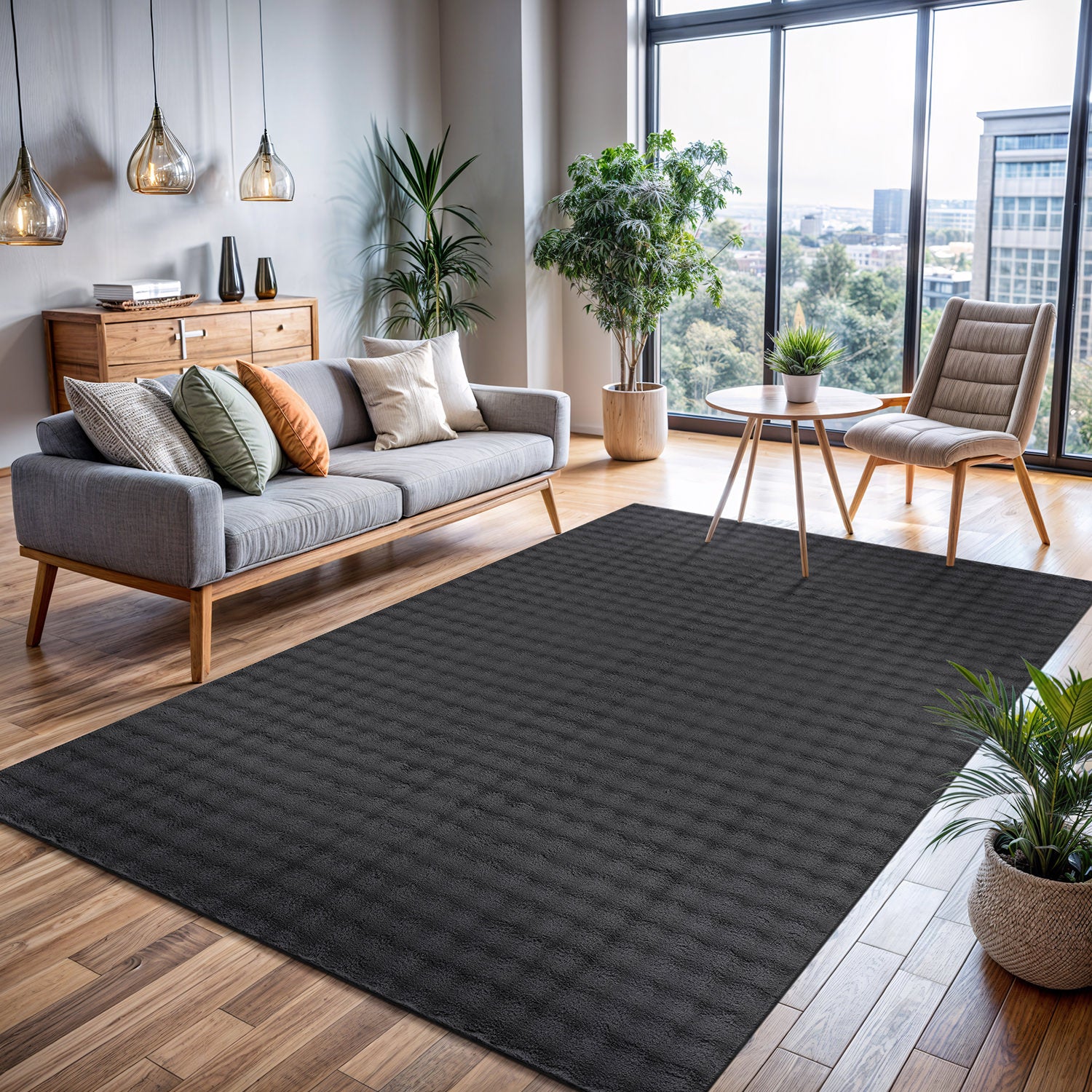 Puff Ultra Soft Plush Area Rugs Dark Gray