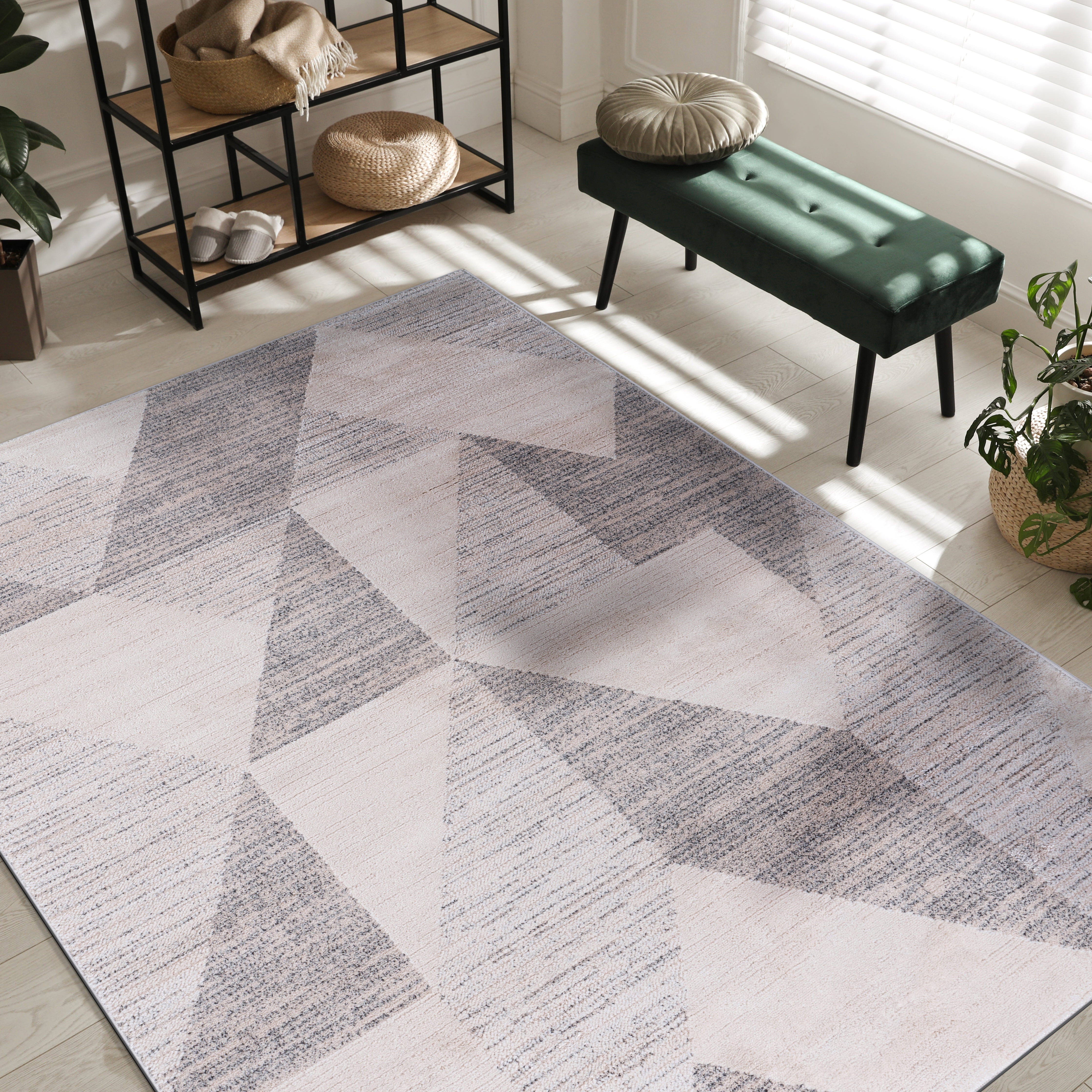 Baby Shag Area Rugs MAT6 - Beige / Gray
