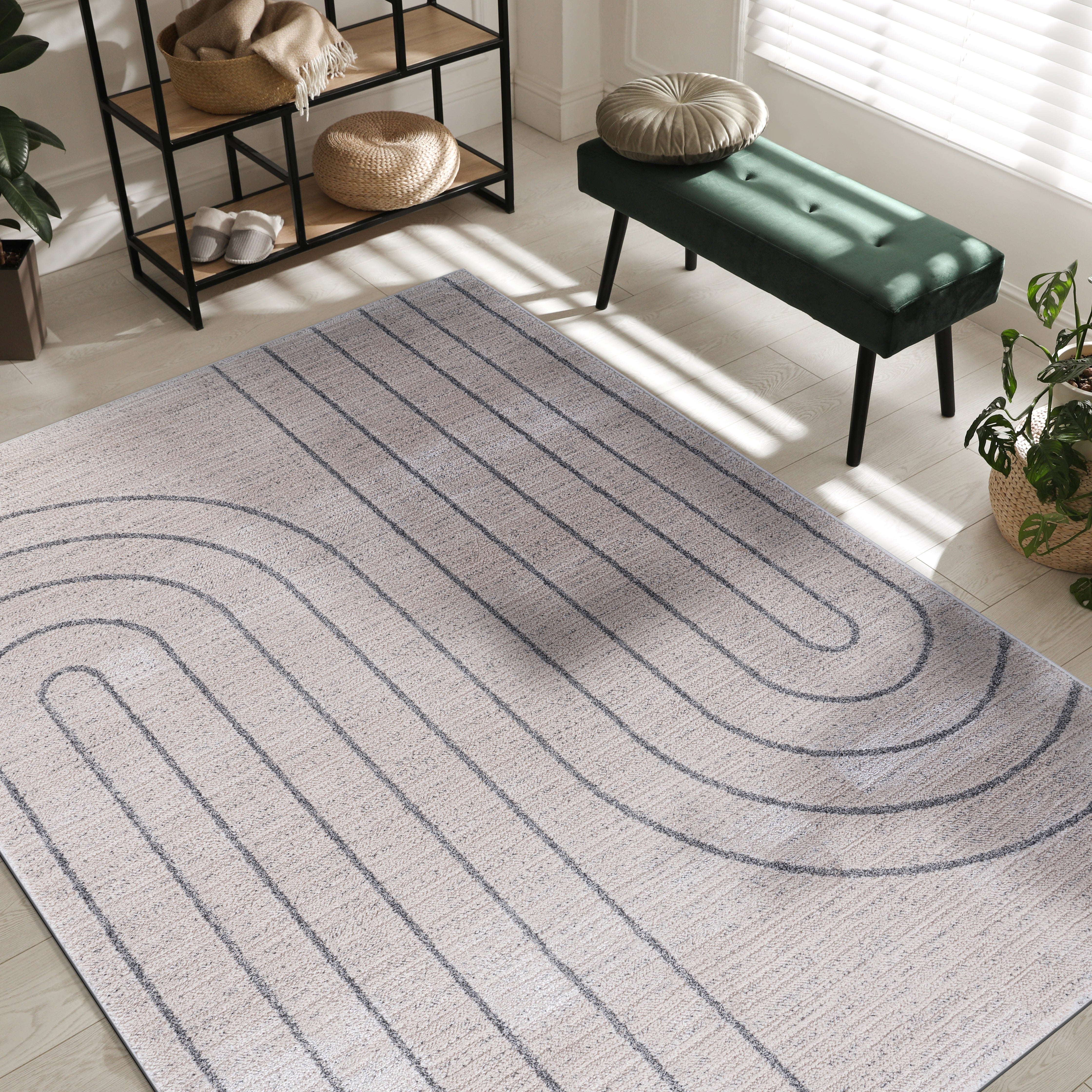 Baby Shag Area Rugs MAT8 - Beige / Gray