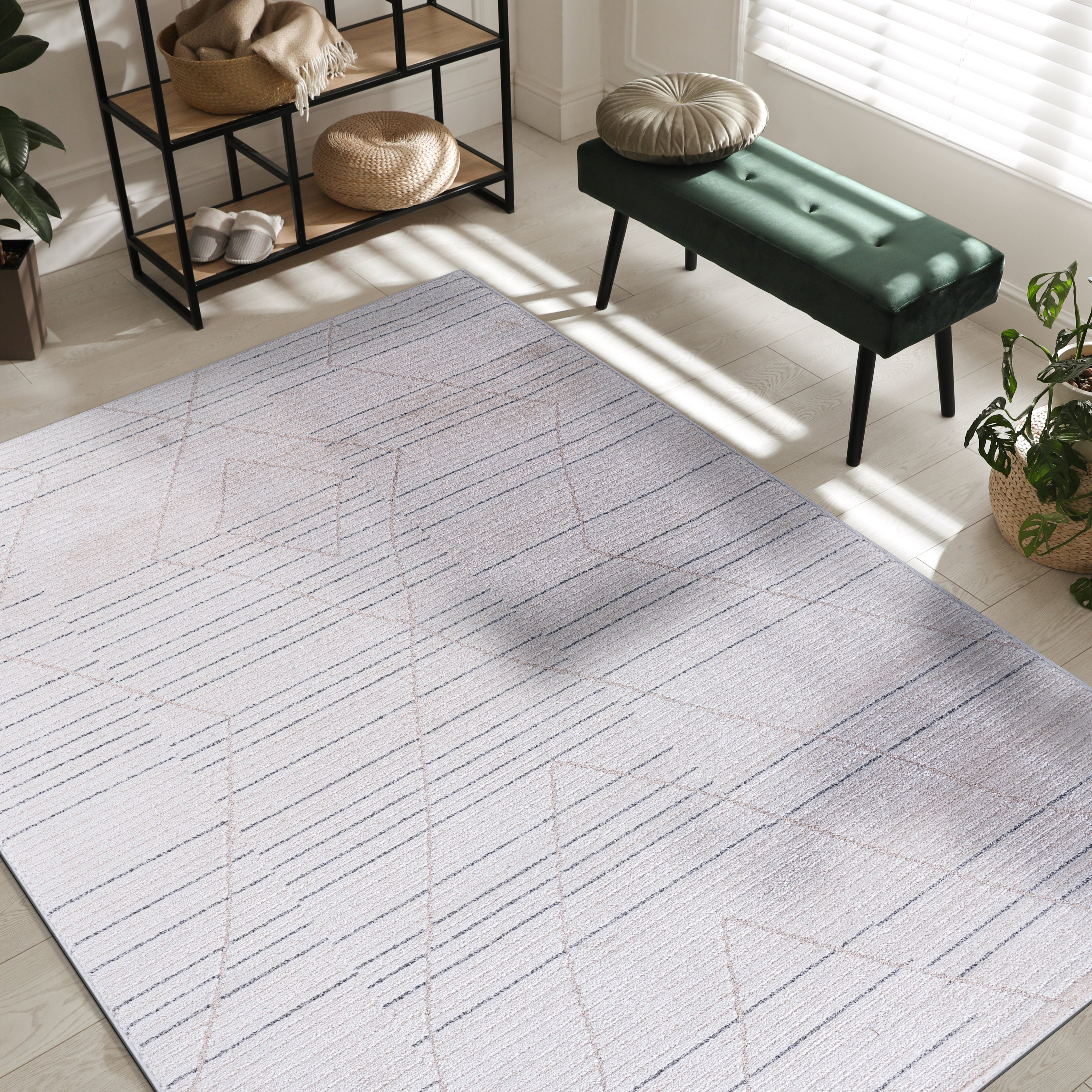 Baby Shag Area Rugs MAT4 - Beige / Gray