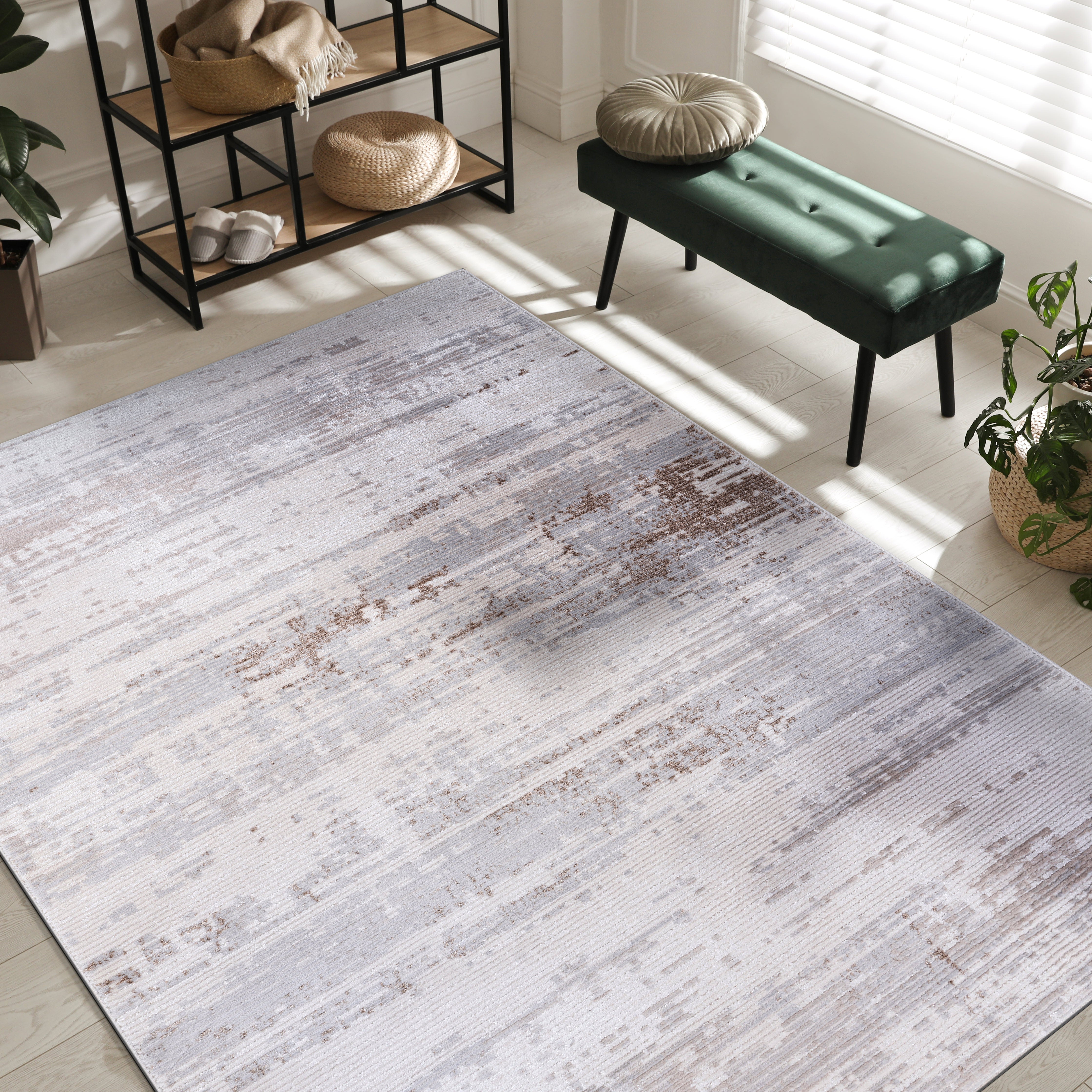 Modern Abstract Area Rug PAS1 - Beige / Gray