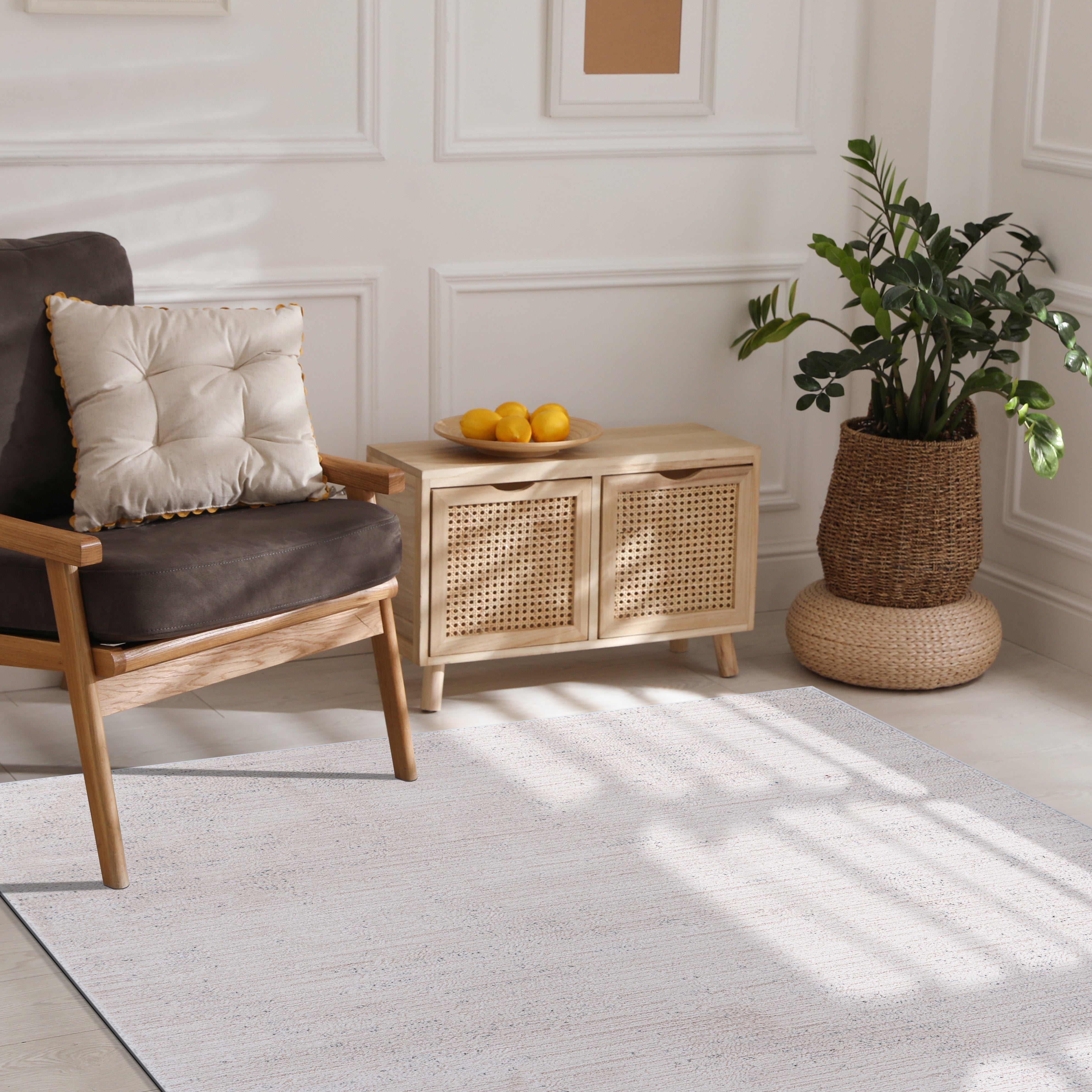 Baby Shag Area Rugs MAT5 - Beige / Gray