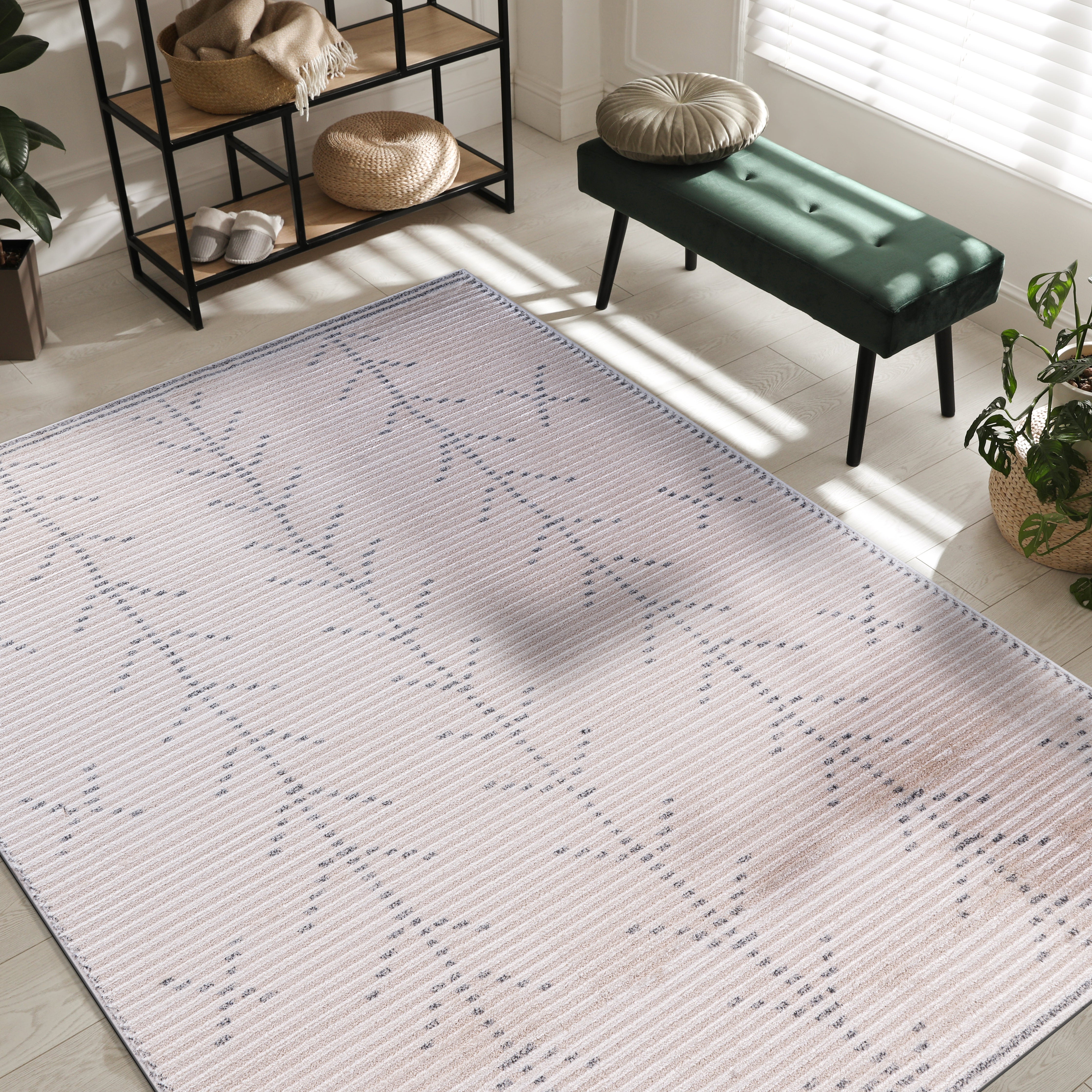 Baby Shag Area Rugs MAT3 - Beige / Gray