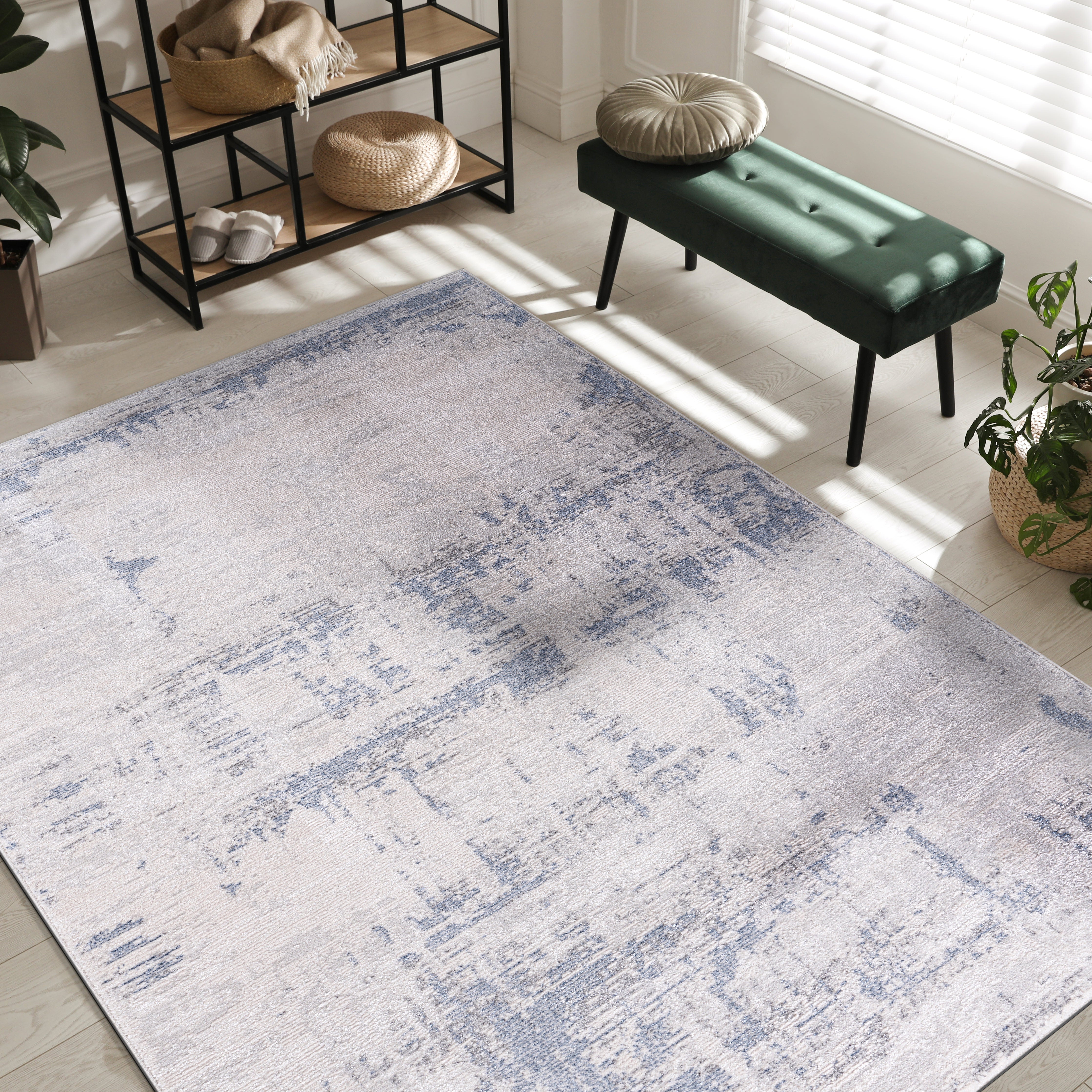 Modern Abstract Area Rug PAS5 - Blue / Gray