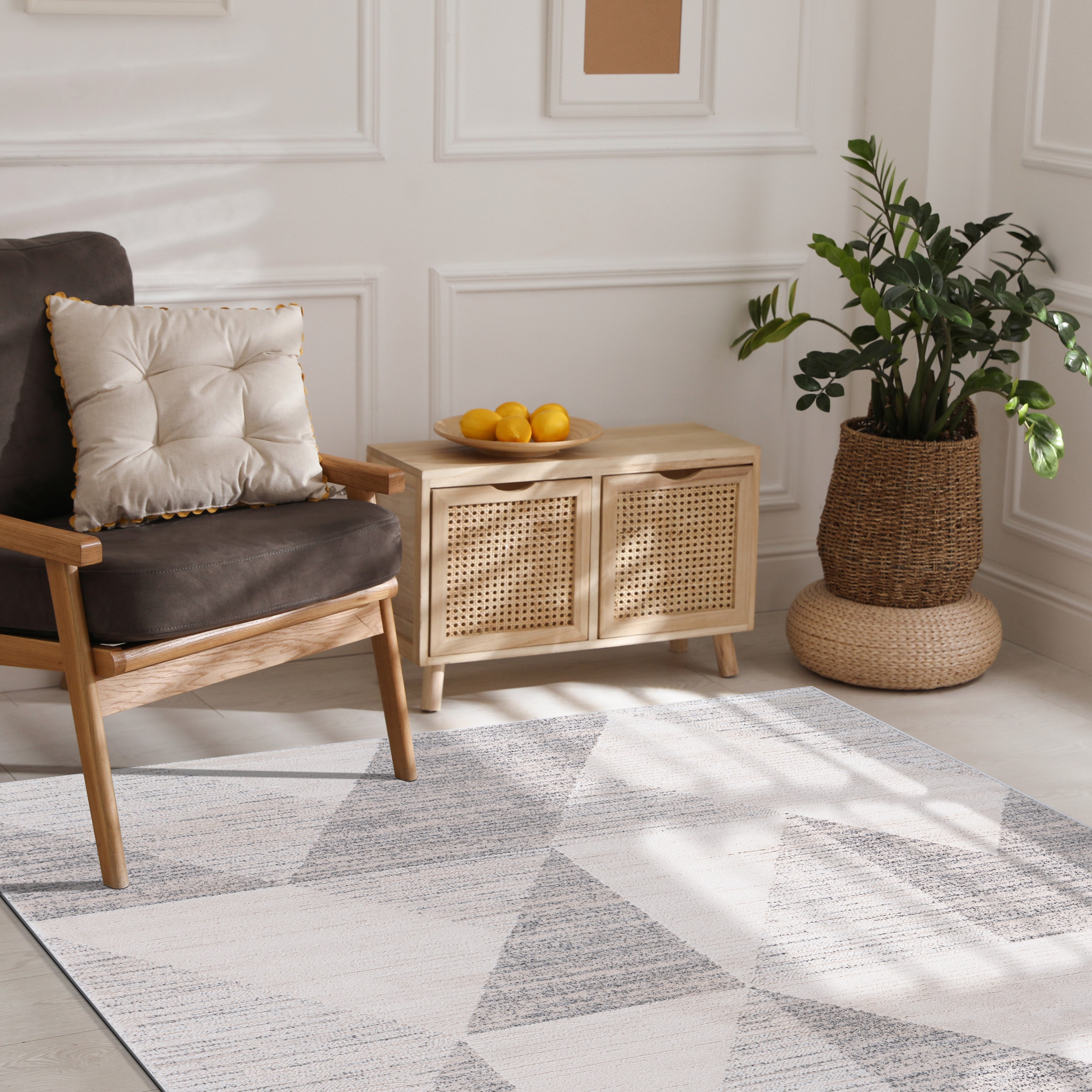 Baby Shag Area Rugs MAT6 - Beige / Gray