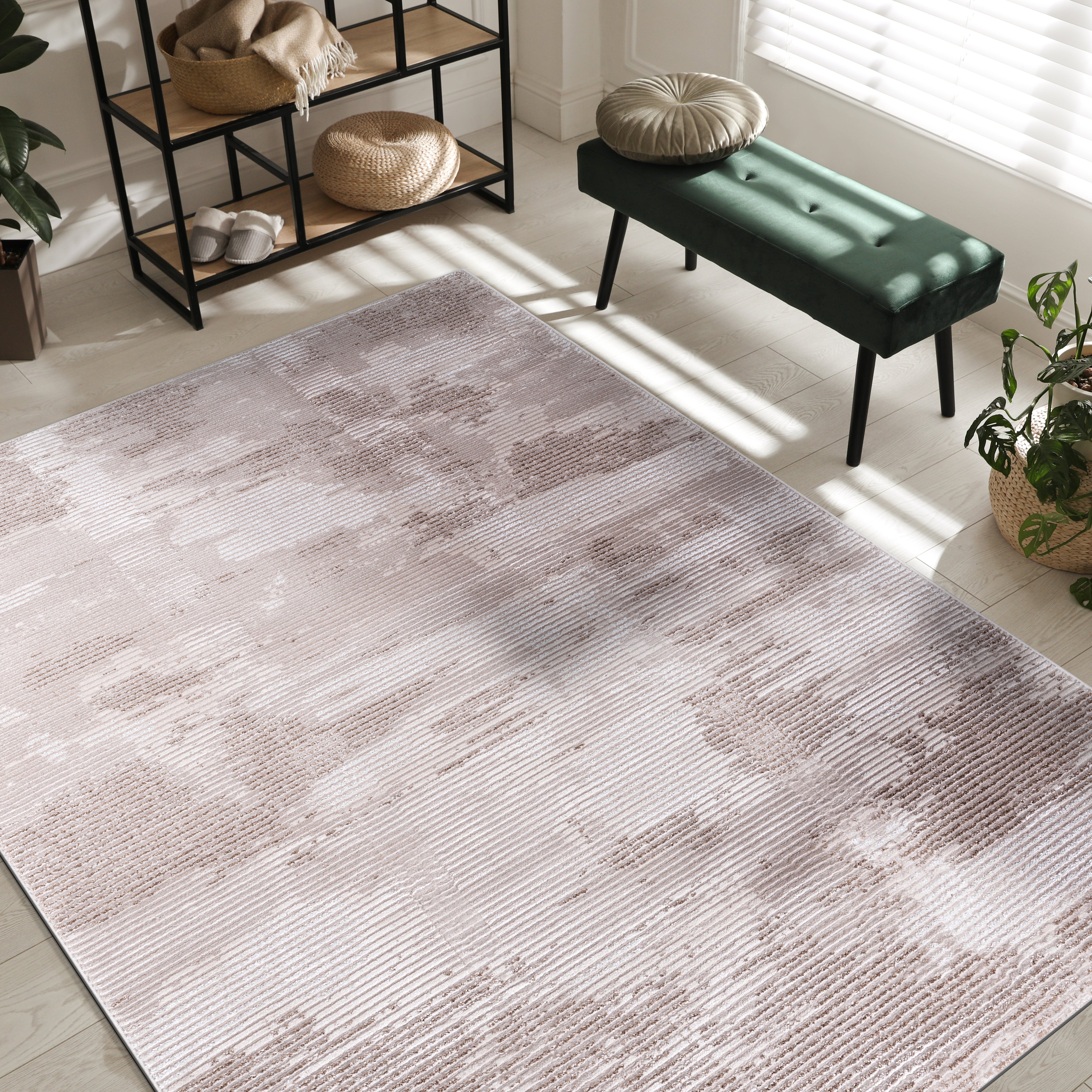 Modern Abstract Area Rug PAS4 - Beige / White
