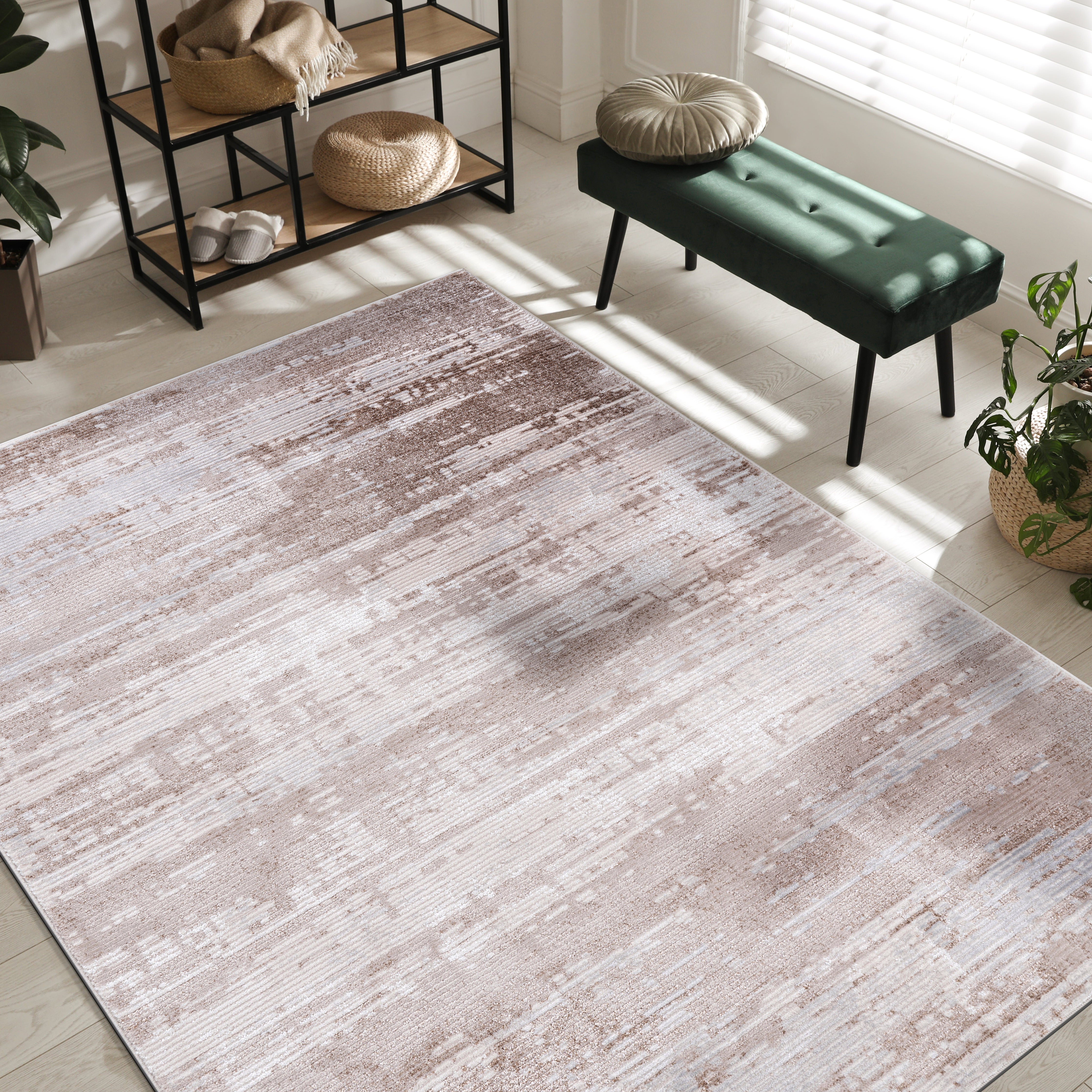 Modern Abstract Area Rug PAS2 - Beige / White