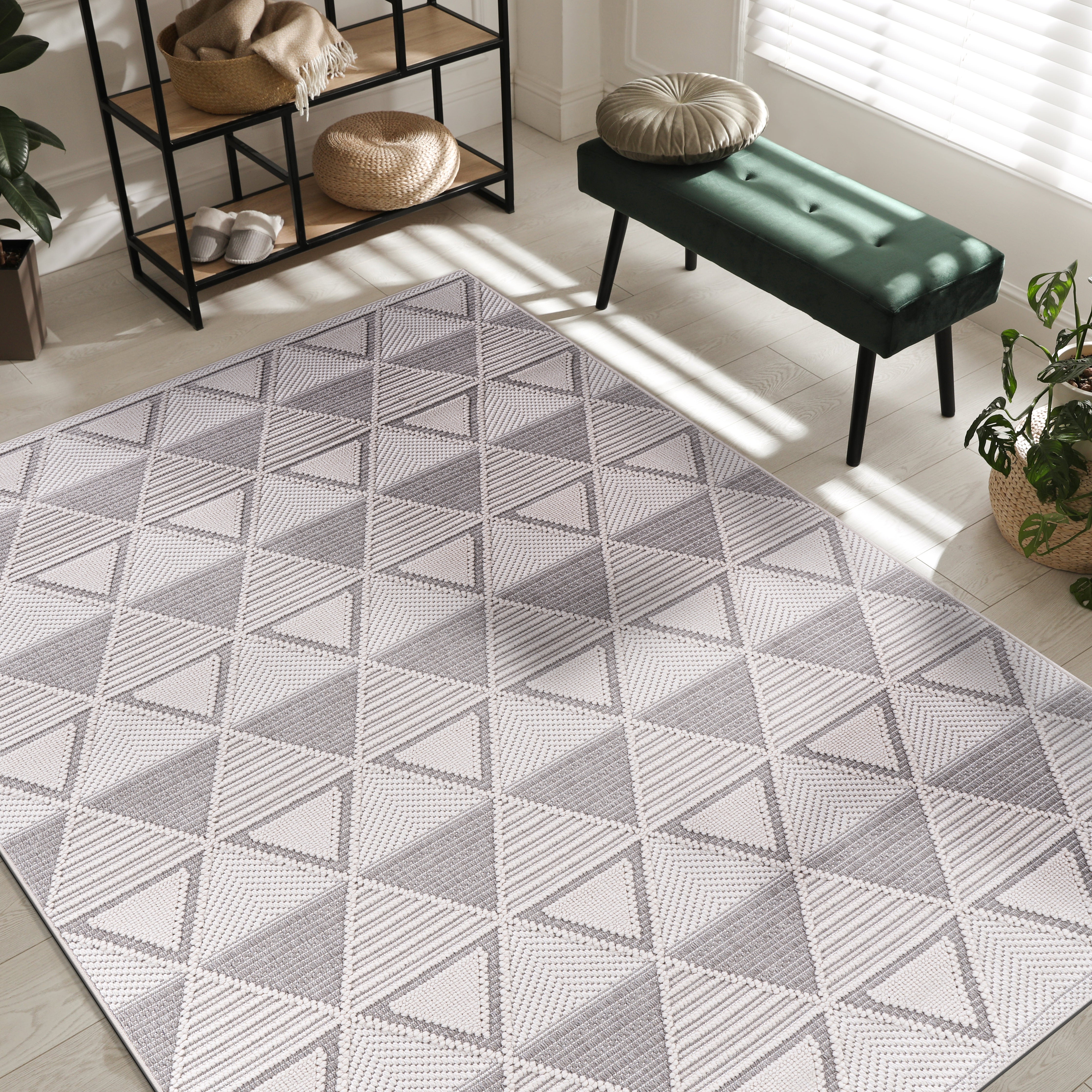 Micro Loop Area Rugs  GY7 - White / Gray