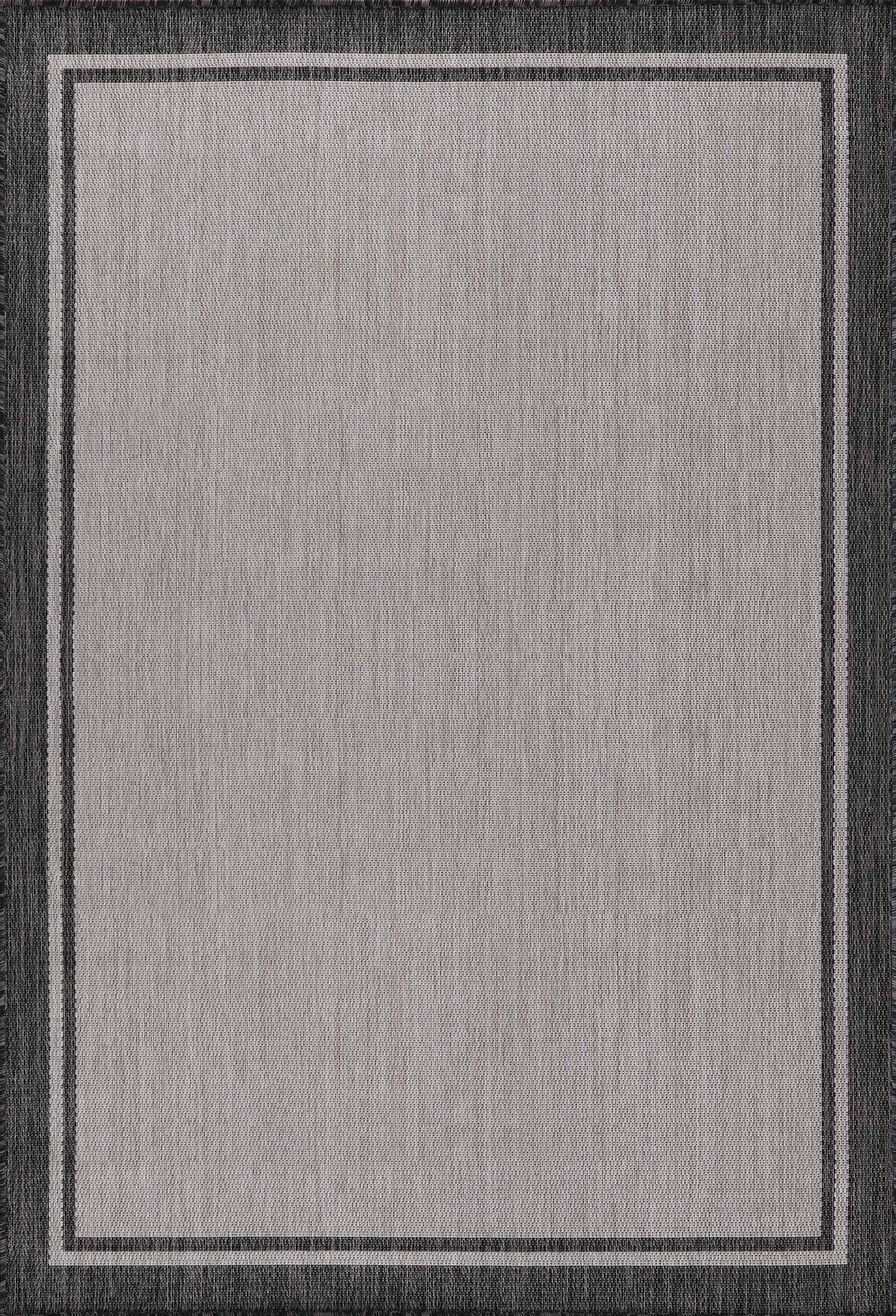 Summer Bordered Outdoor Rug Grey