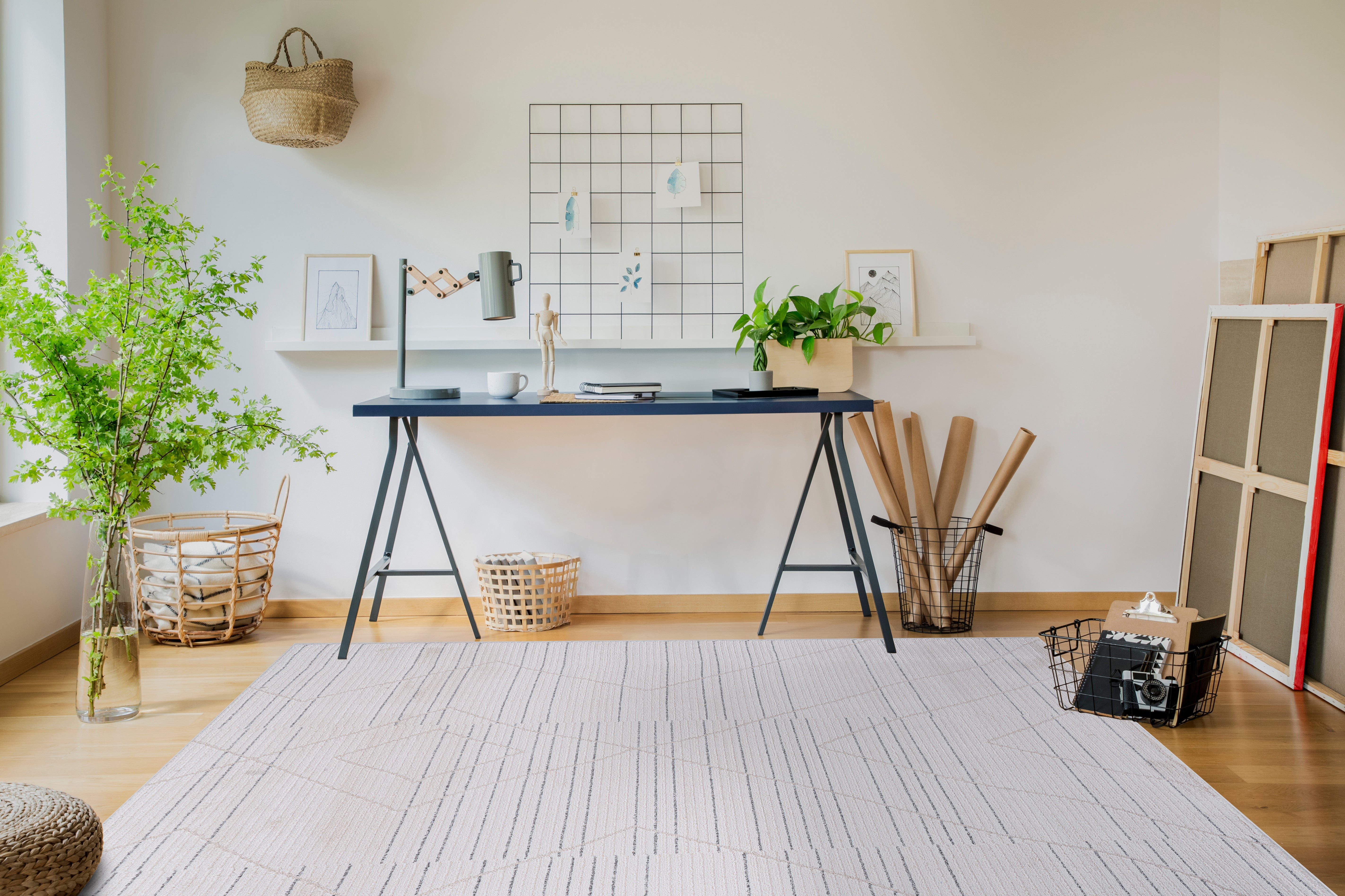 Baby Shag Area Rugs MAT4 - Beige / Gray