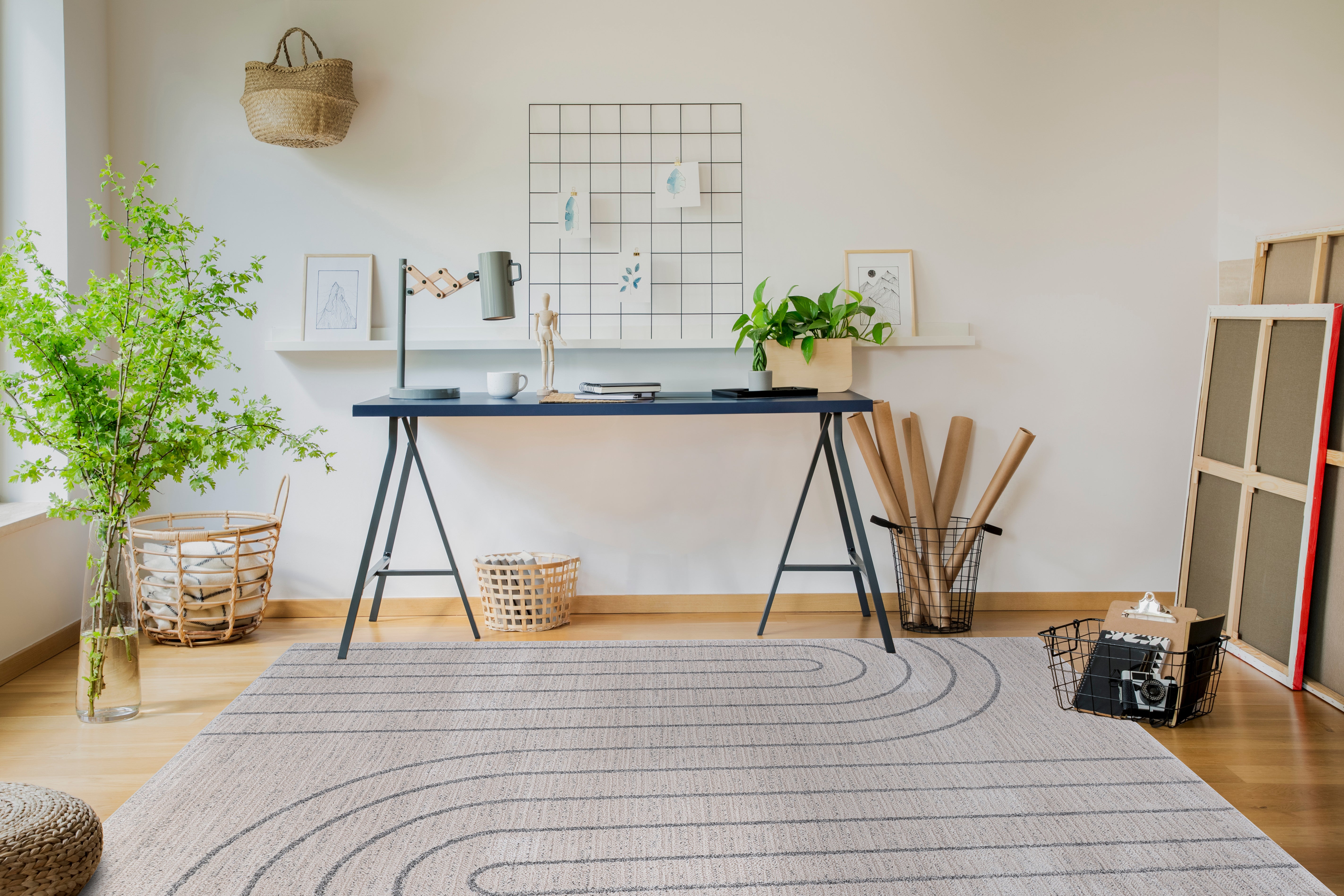 Baby Shag Area Rugs MAT8 - Beige / Gray