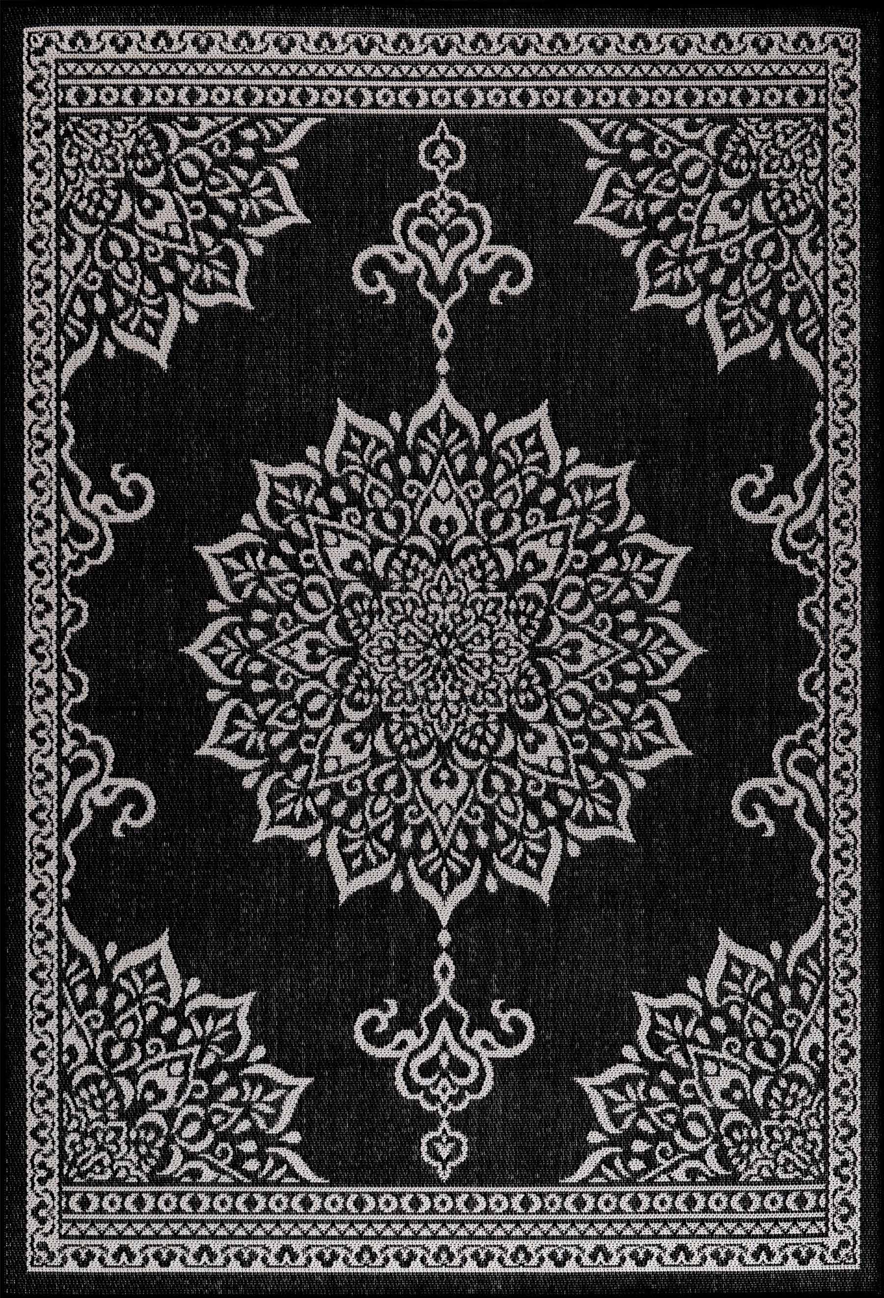 Summer Medallion Outdoor Rug Black