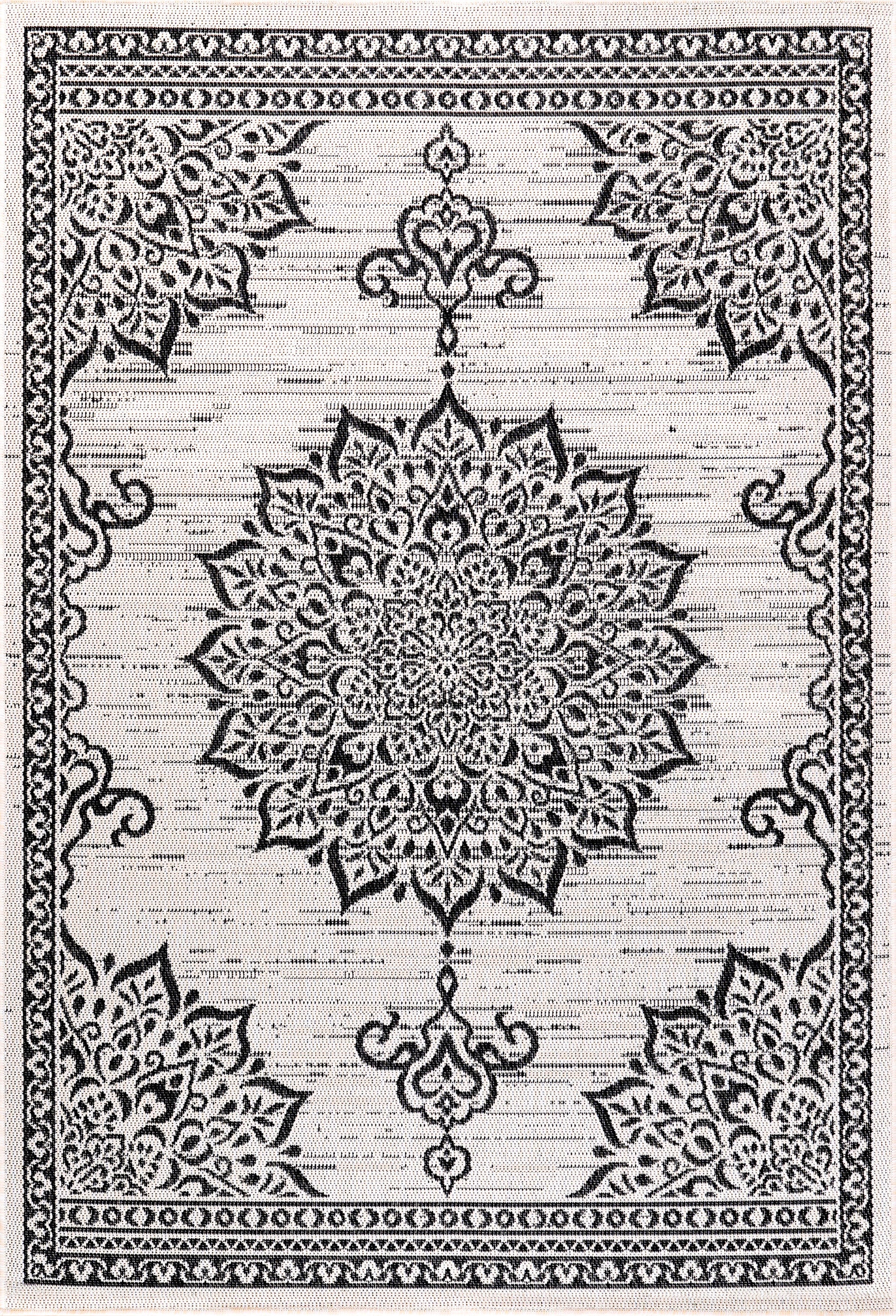 Summer Medallion Outdoor Rug White