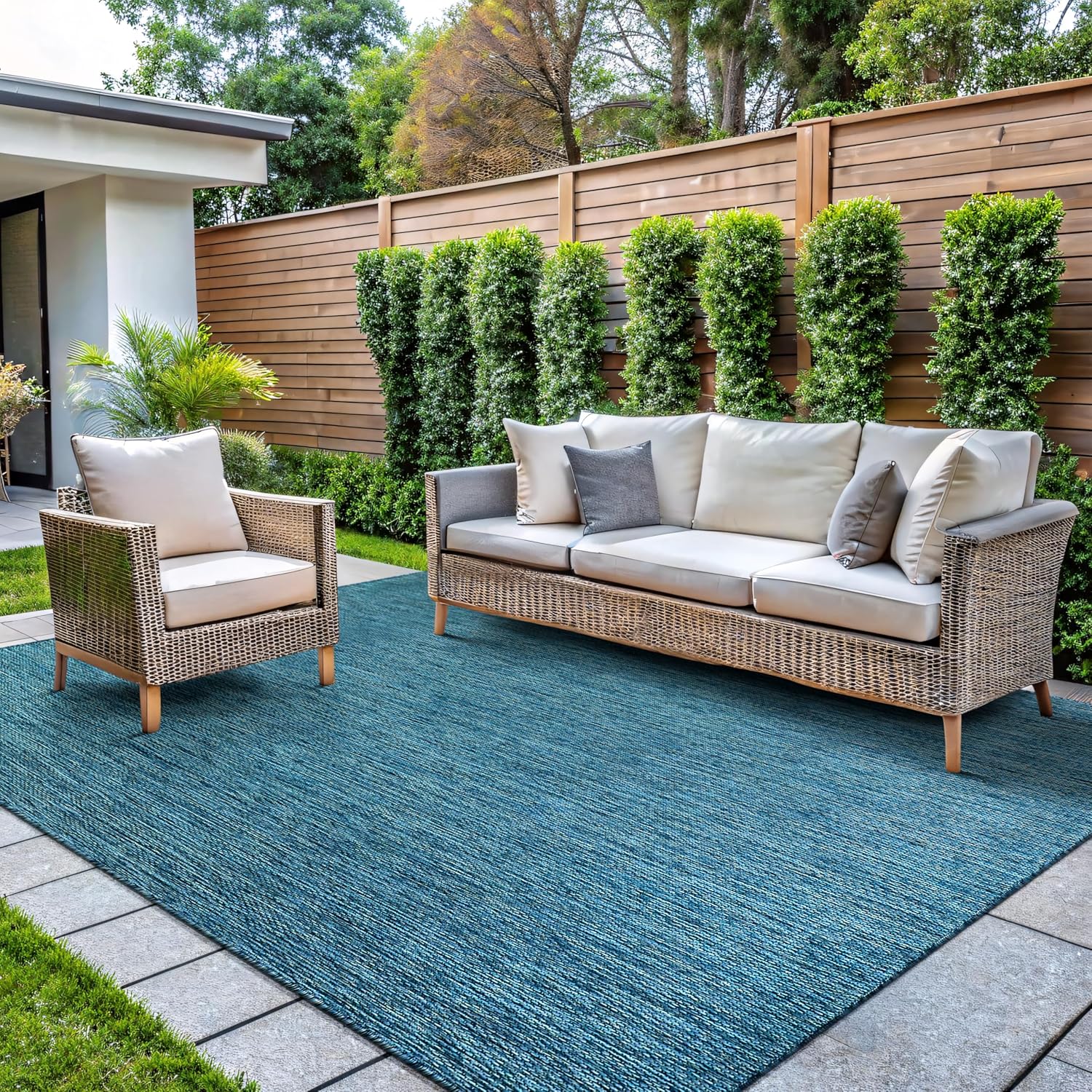 Solid Outdoor Rugs Aqua