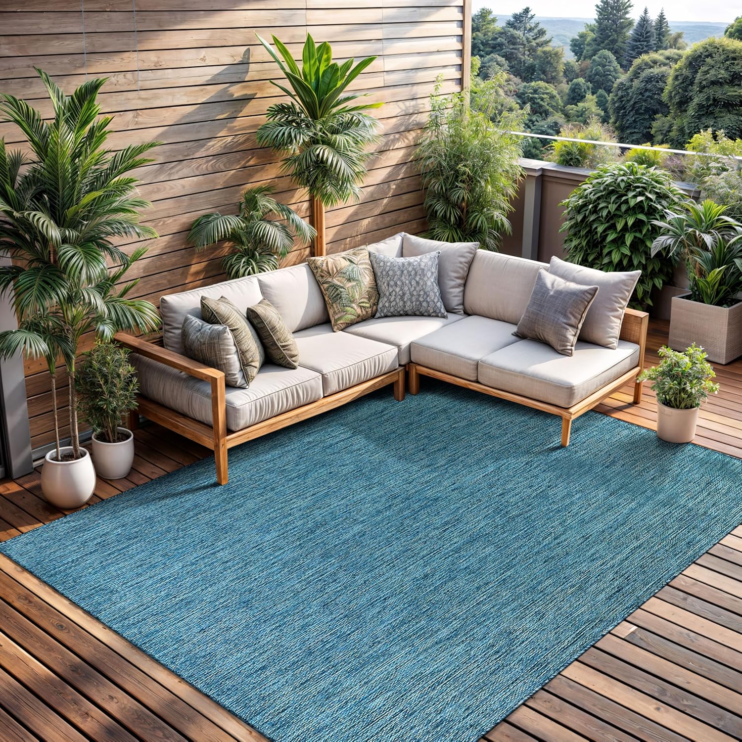 Solid Outdoor Rugs Aqua