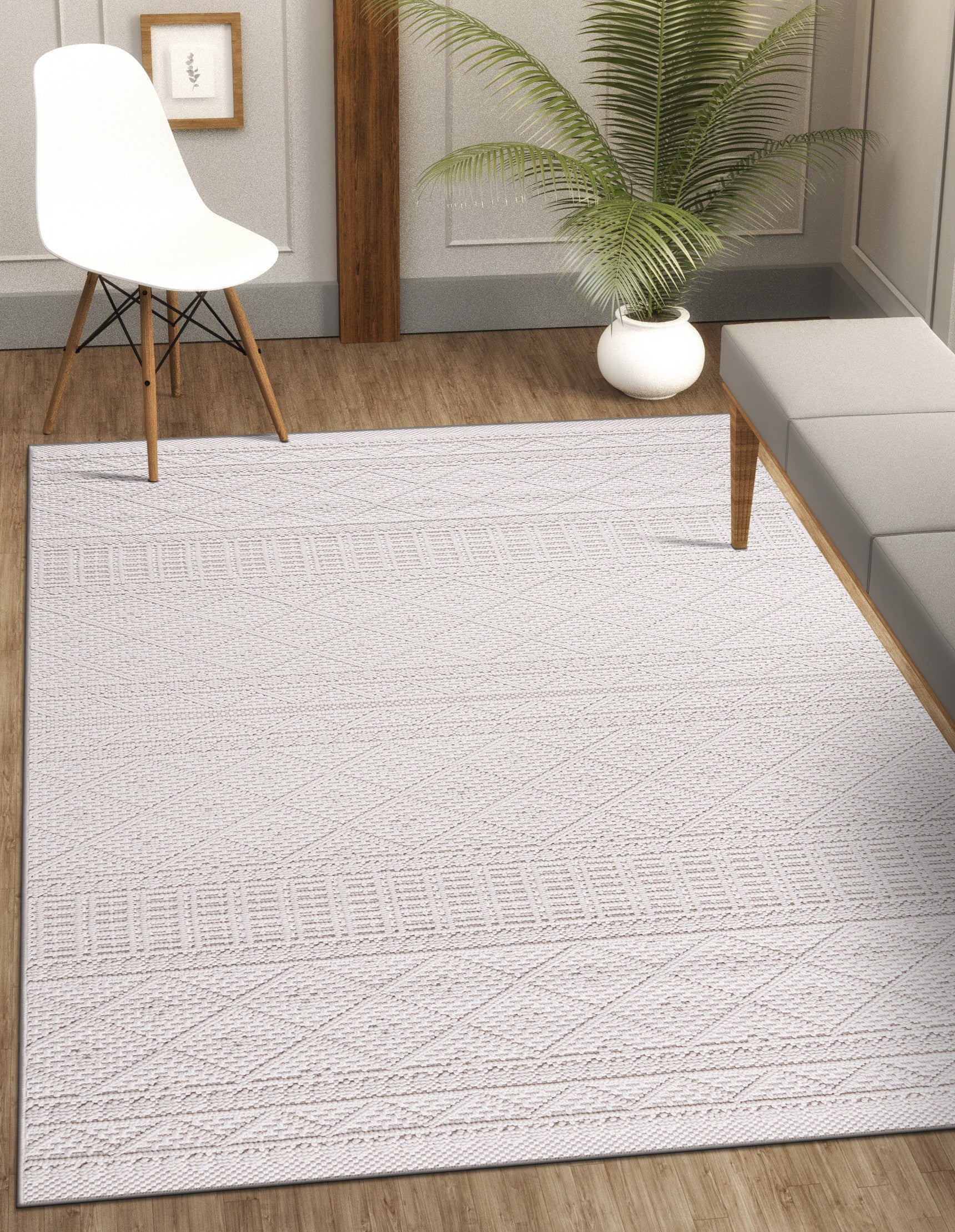 Micro Loop Area Rugs  GY4 - White / Gray