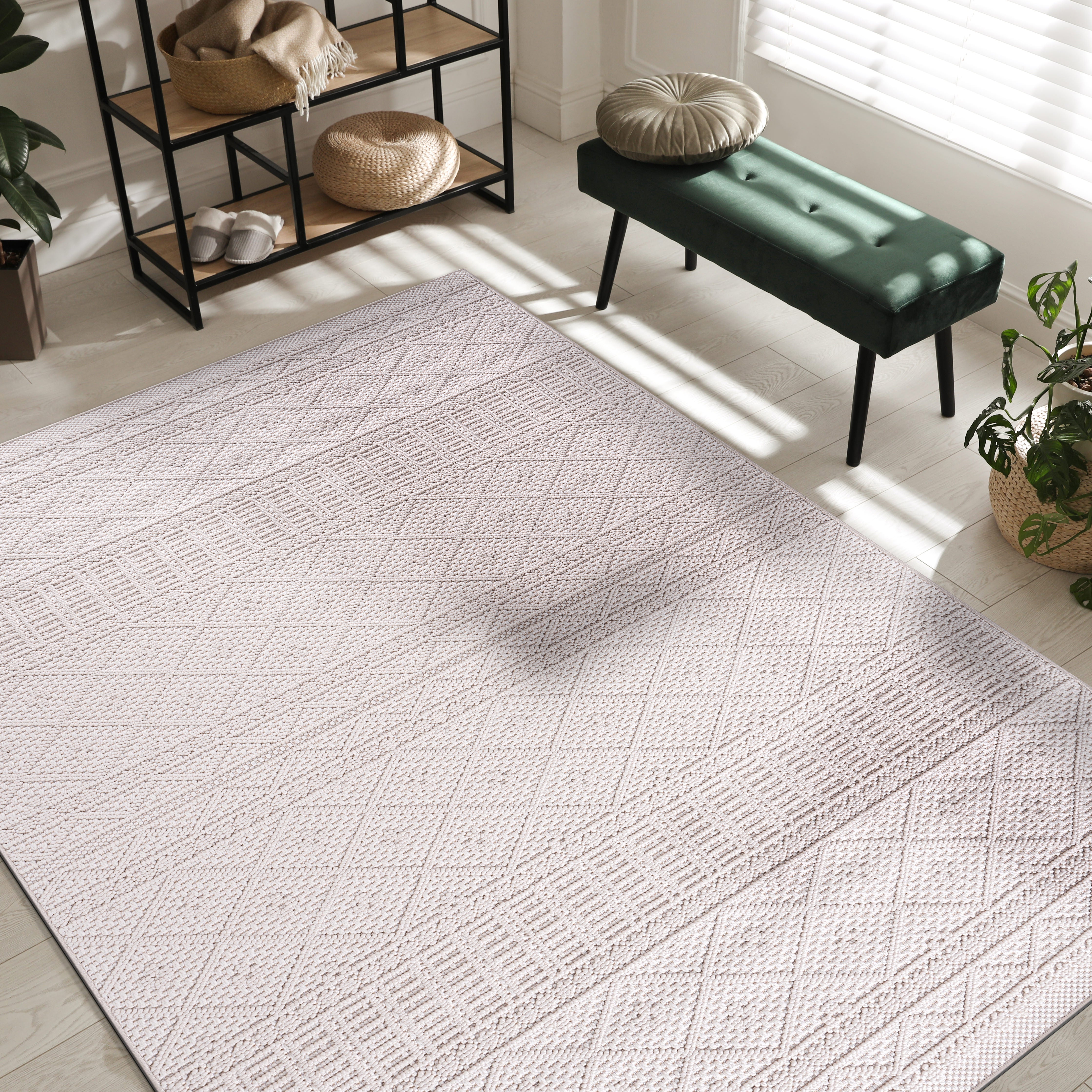 Micro Loop Area Rugs GY4 - White / Gray