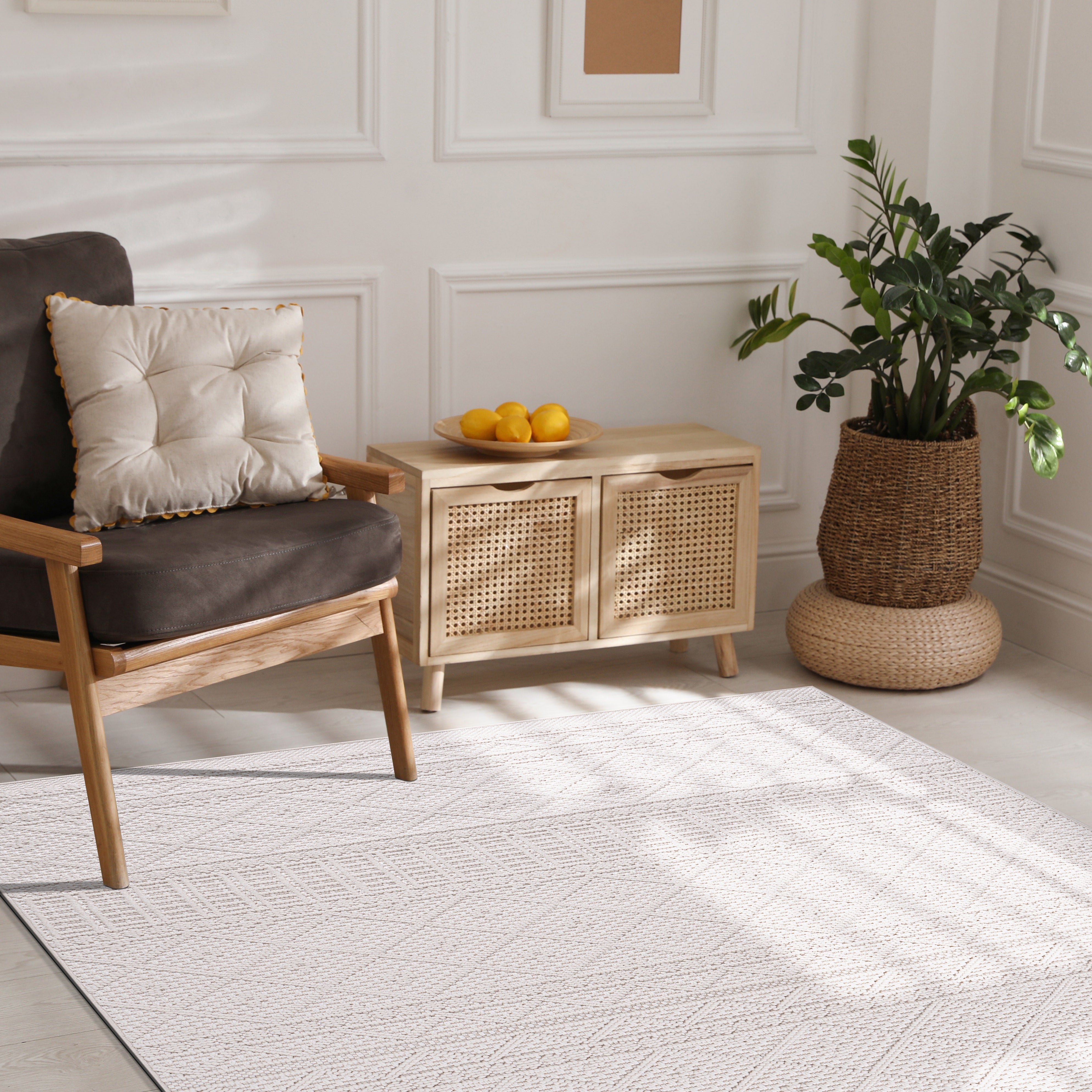 Micro Loop Area Rugs GY4 - White / Gray