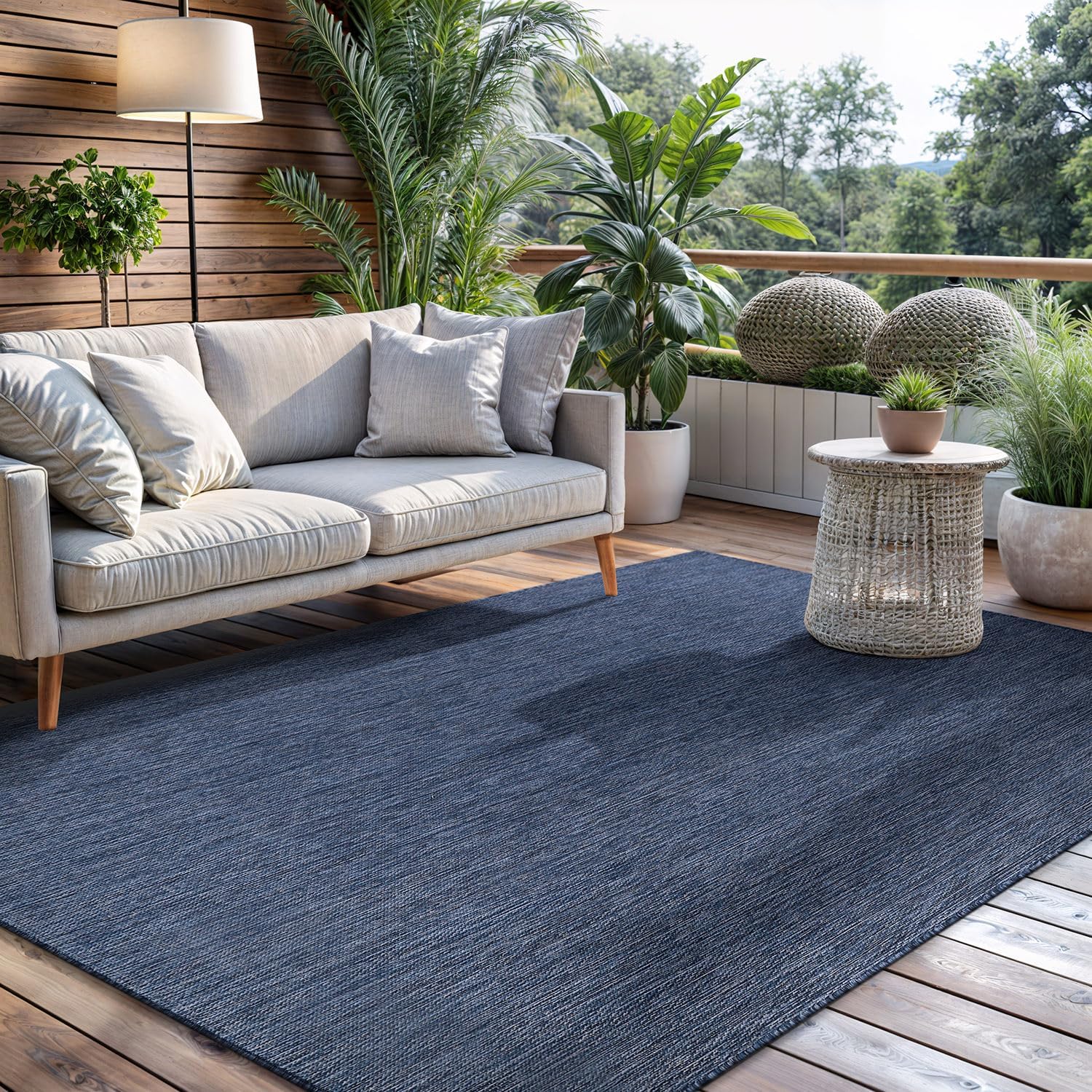 Solid Outdoor Rugs Navy