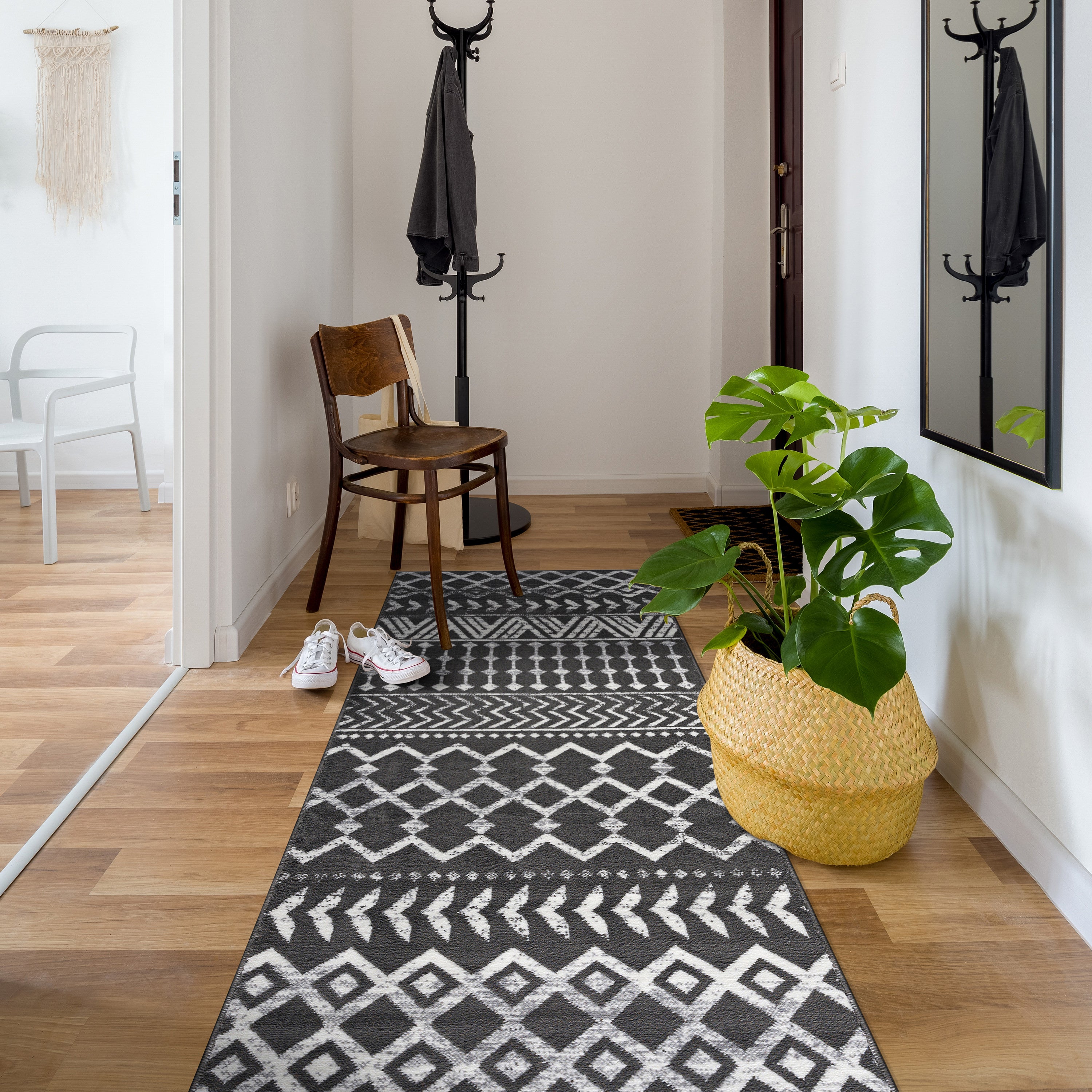 Crystal Boho Area Rugs Dark Grey