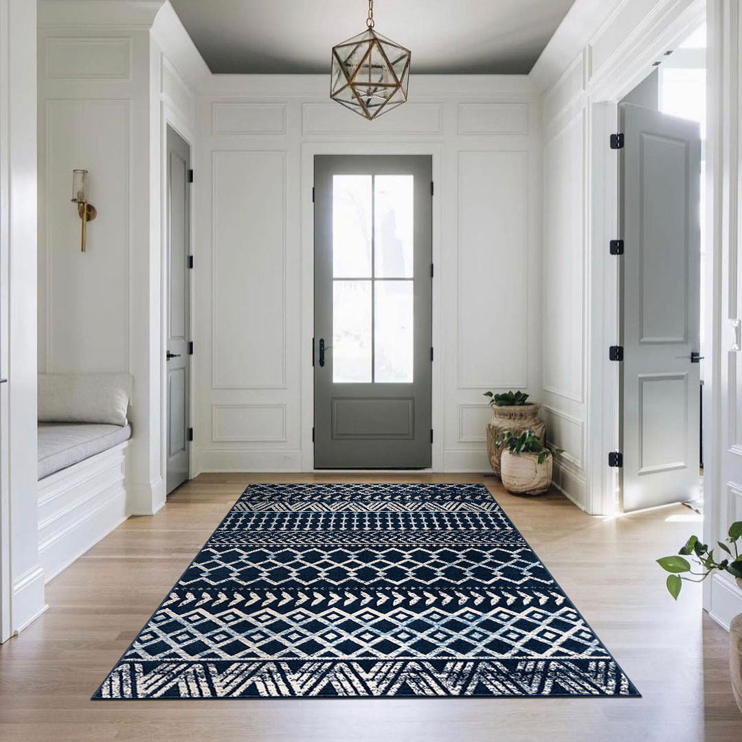 Crystal Boho Area Rugs Navy Blue