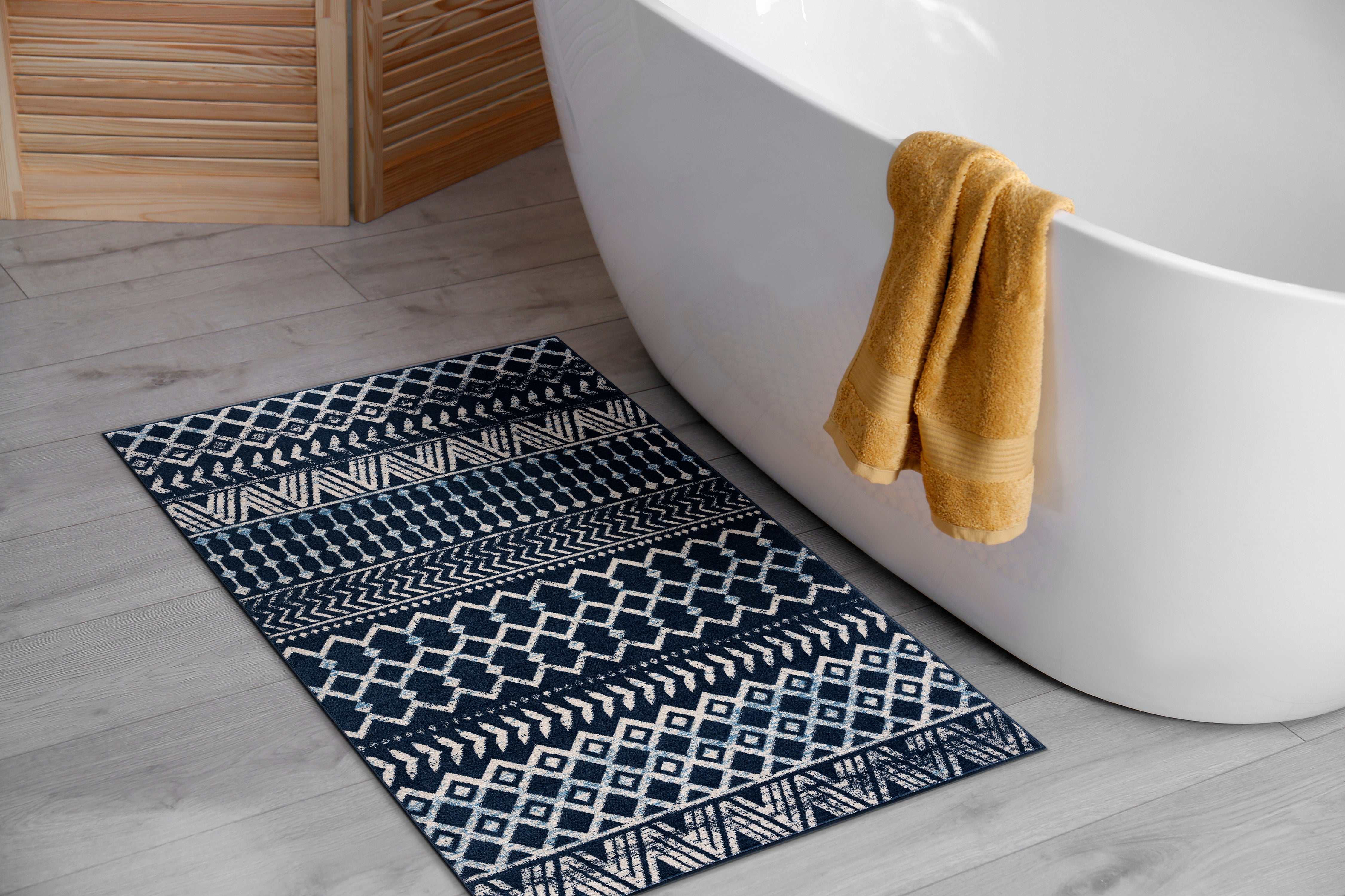Crystal Boho Area Rugs Navy Blue