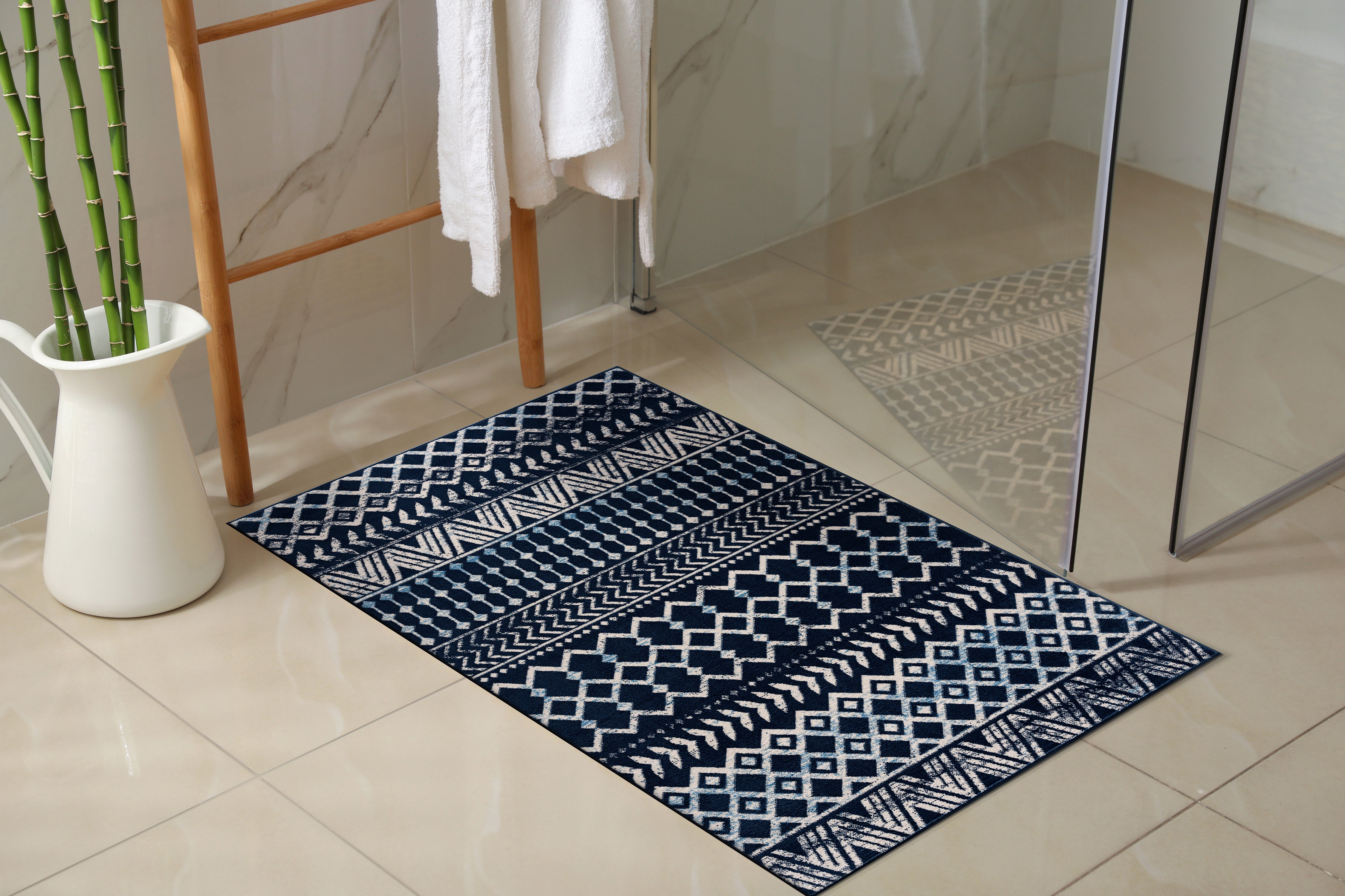 Crystal Boho Area Rugs Navy Blue