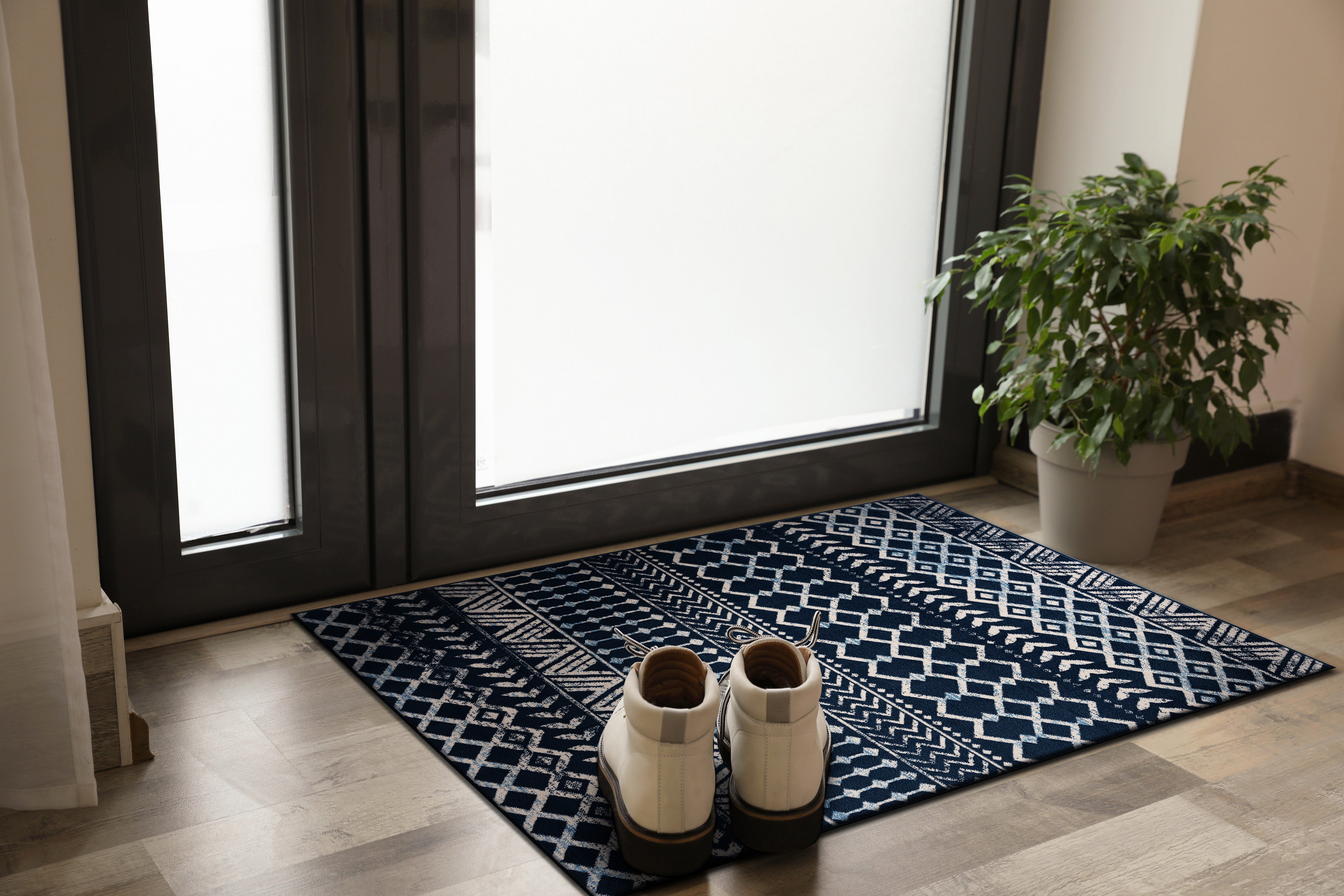 Crystal Boho Area Rugs Navy Blue