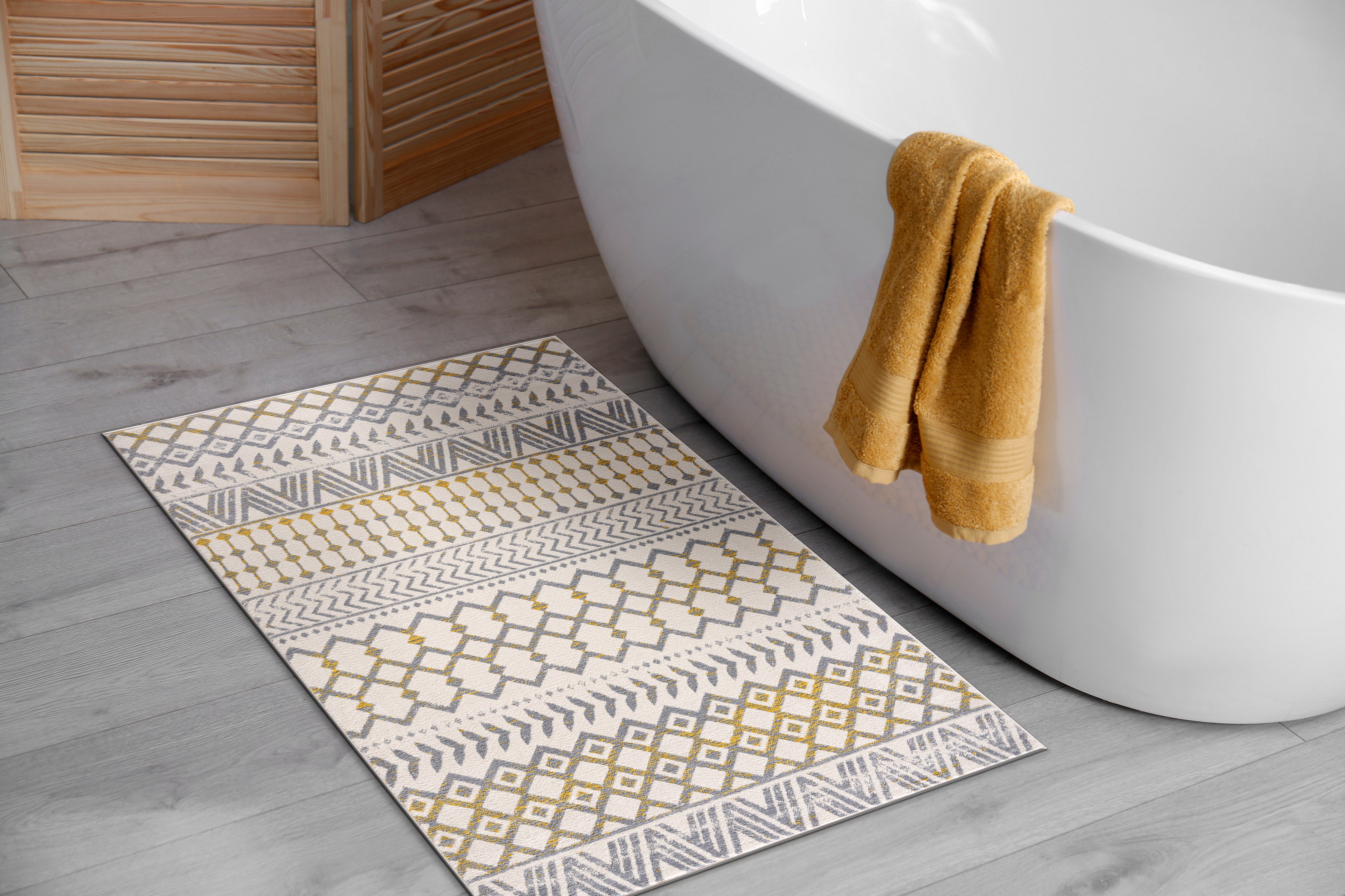 Crystal Boho Area Rugs Yellow
