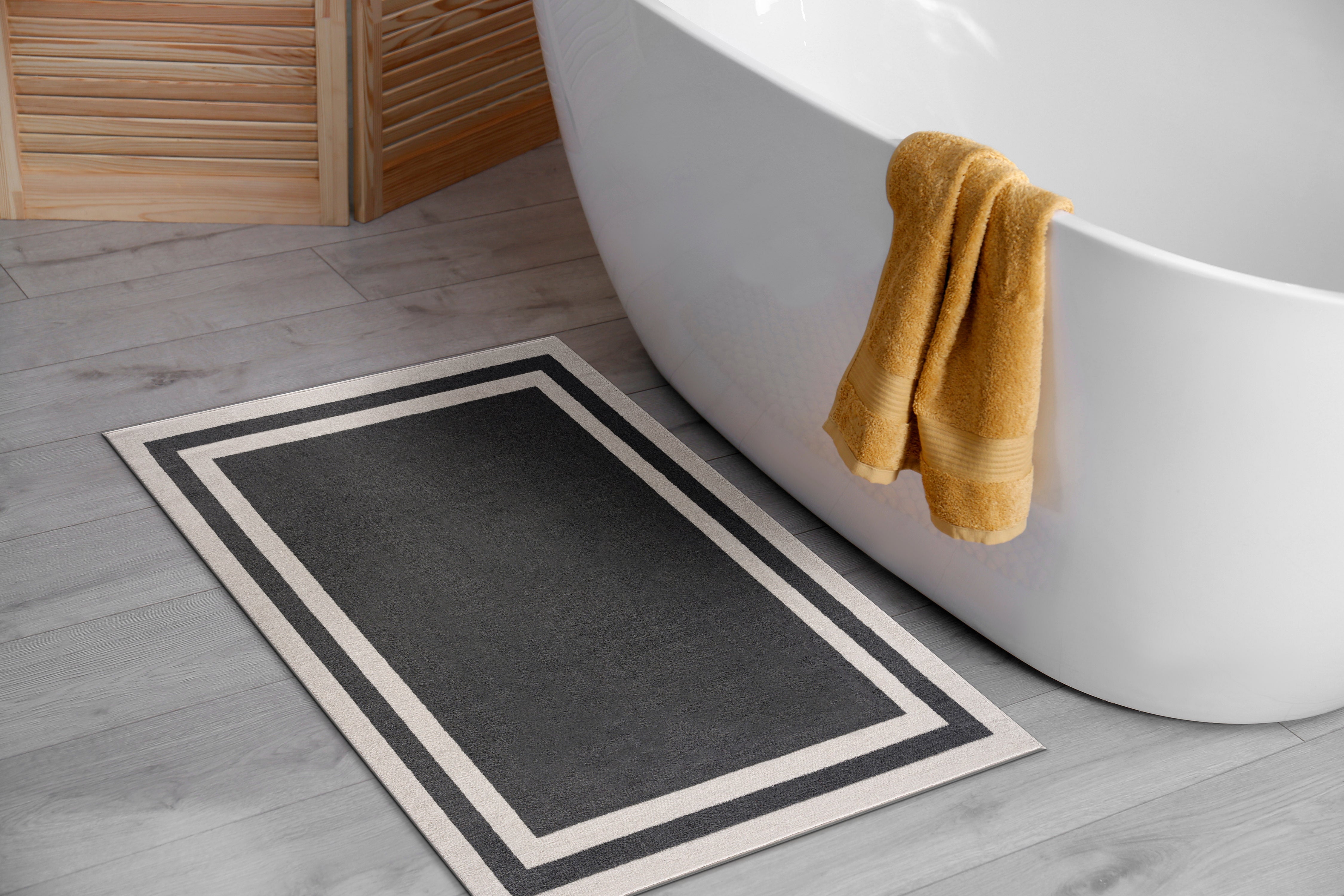 Crystal Bordered Area Rugs Dark Grey