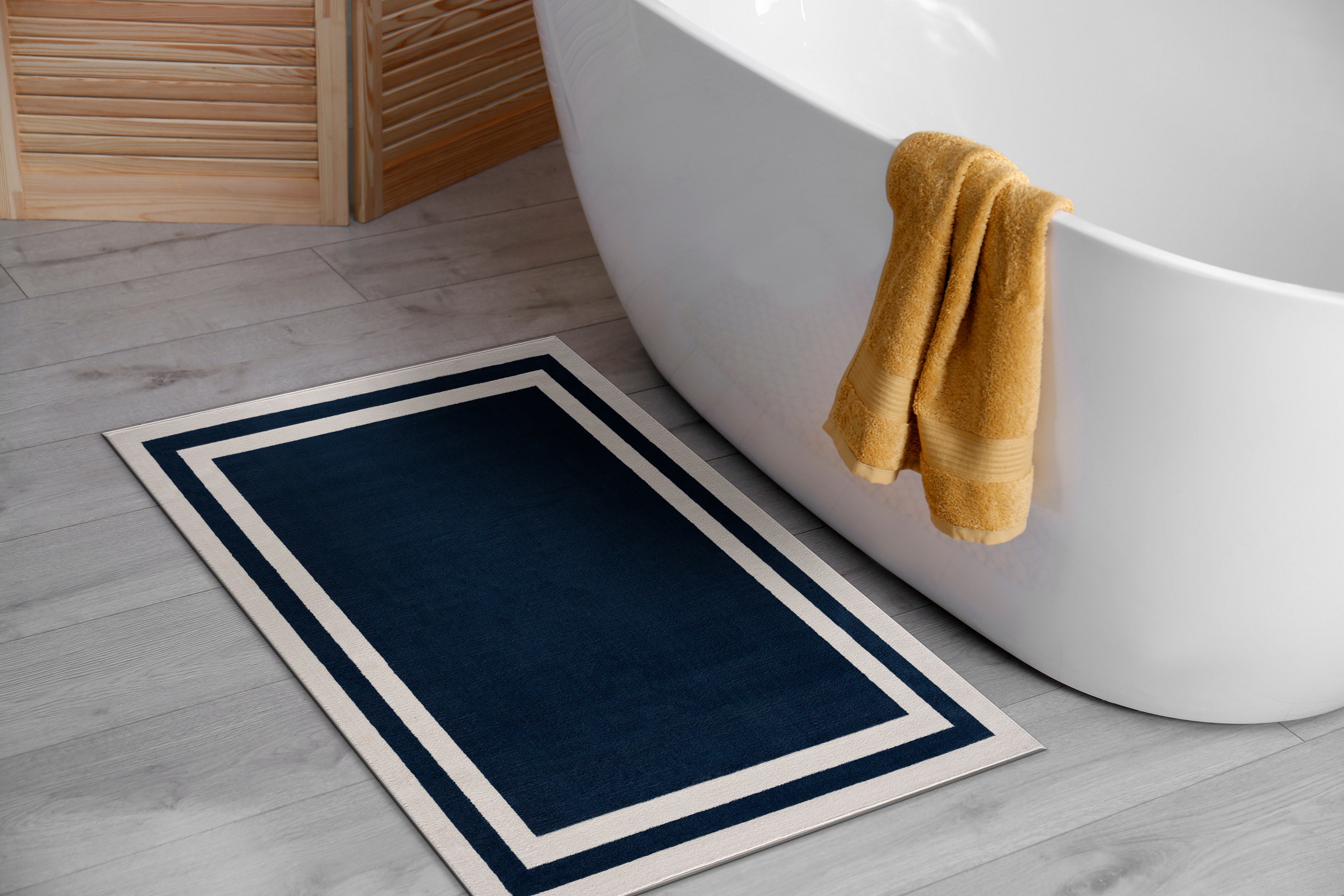 Crystal Bordered Area Rugs Navy Blue