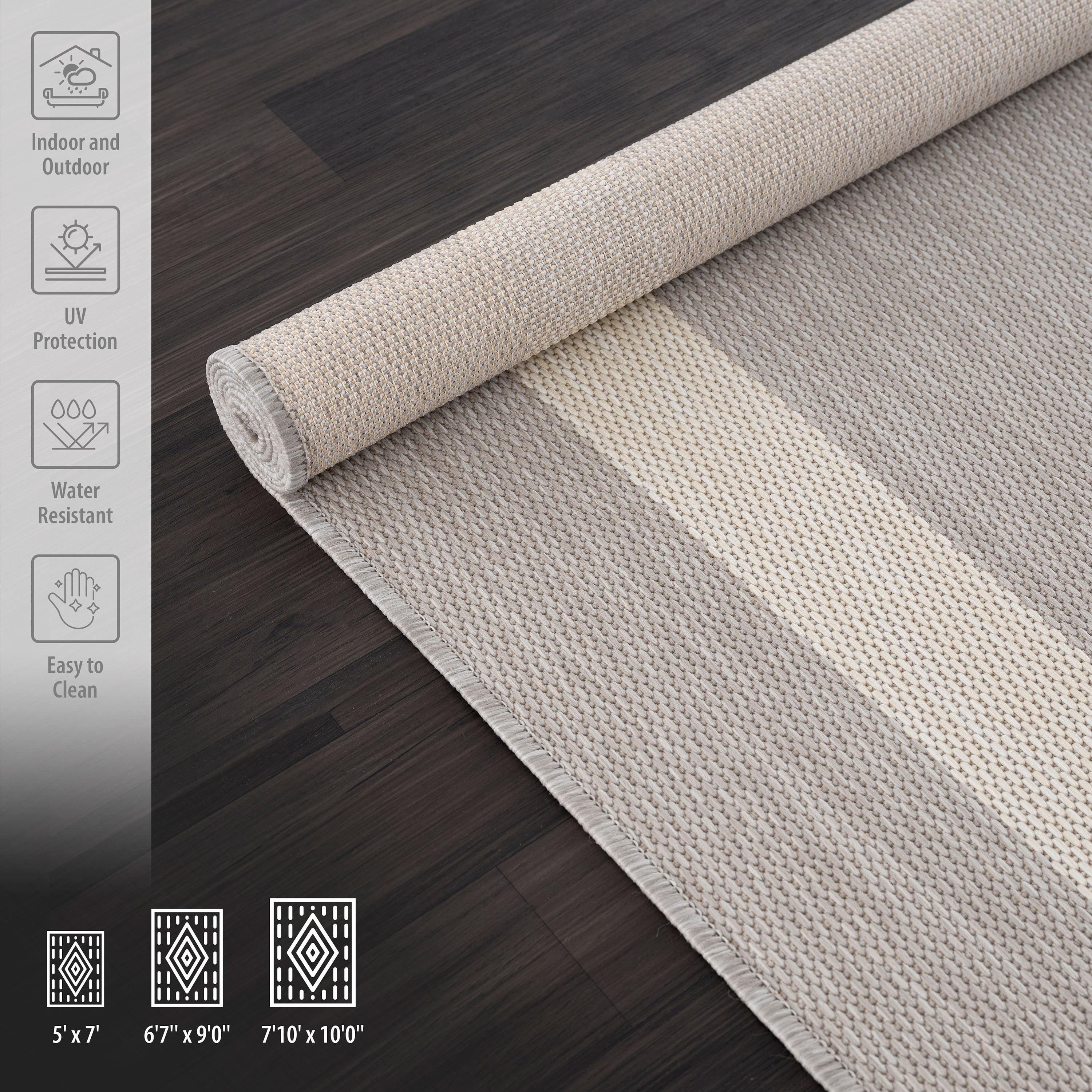 Bordered Outdoor Rugs Grey